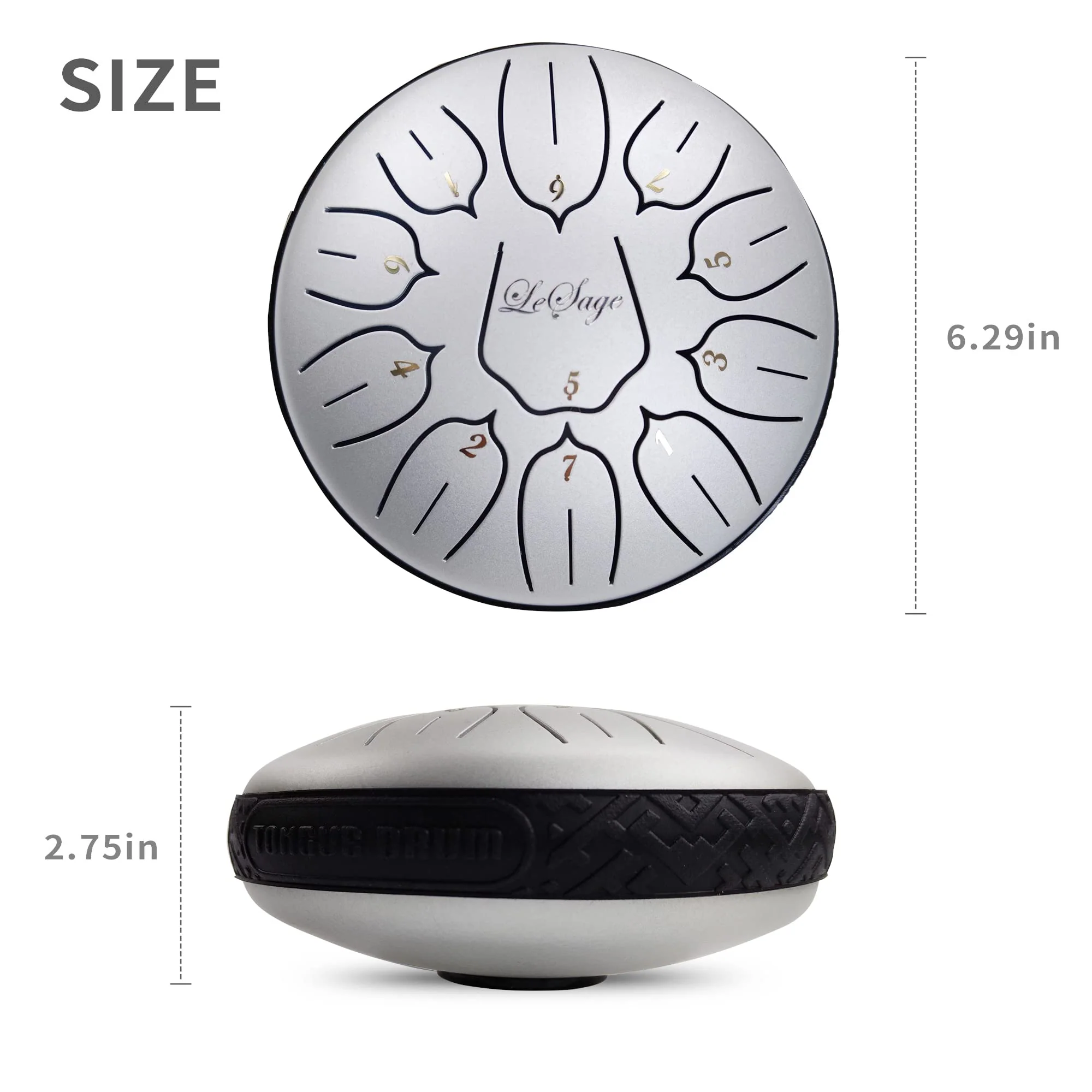 LeSage Steel Tongue Drum 6 inch 11 note Rain Therapy Metal Yoga Zen Meditation Yoga Gifts 6 in 11 note silver - Image 4