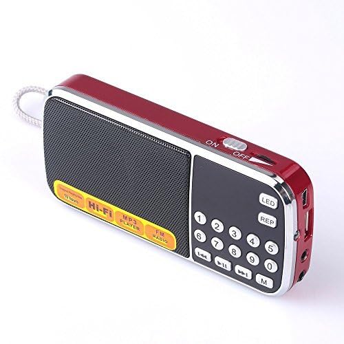 Leting Portable AM/FM Radio and MP3 Speaker, Mini Rechargeable Radio with 0-9 Number Keys for Direct Song & FM Tuning, TF Card/USB Support, Built-in Flashlight, Clear Reception (Red) RED - Image 2