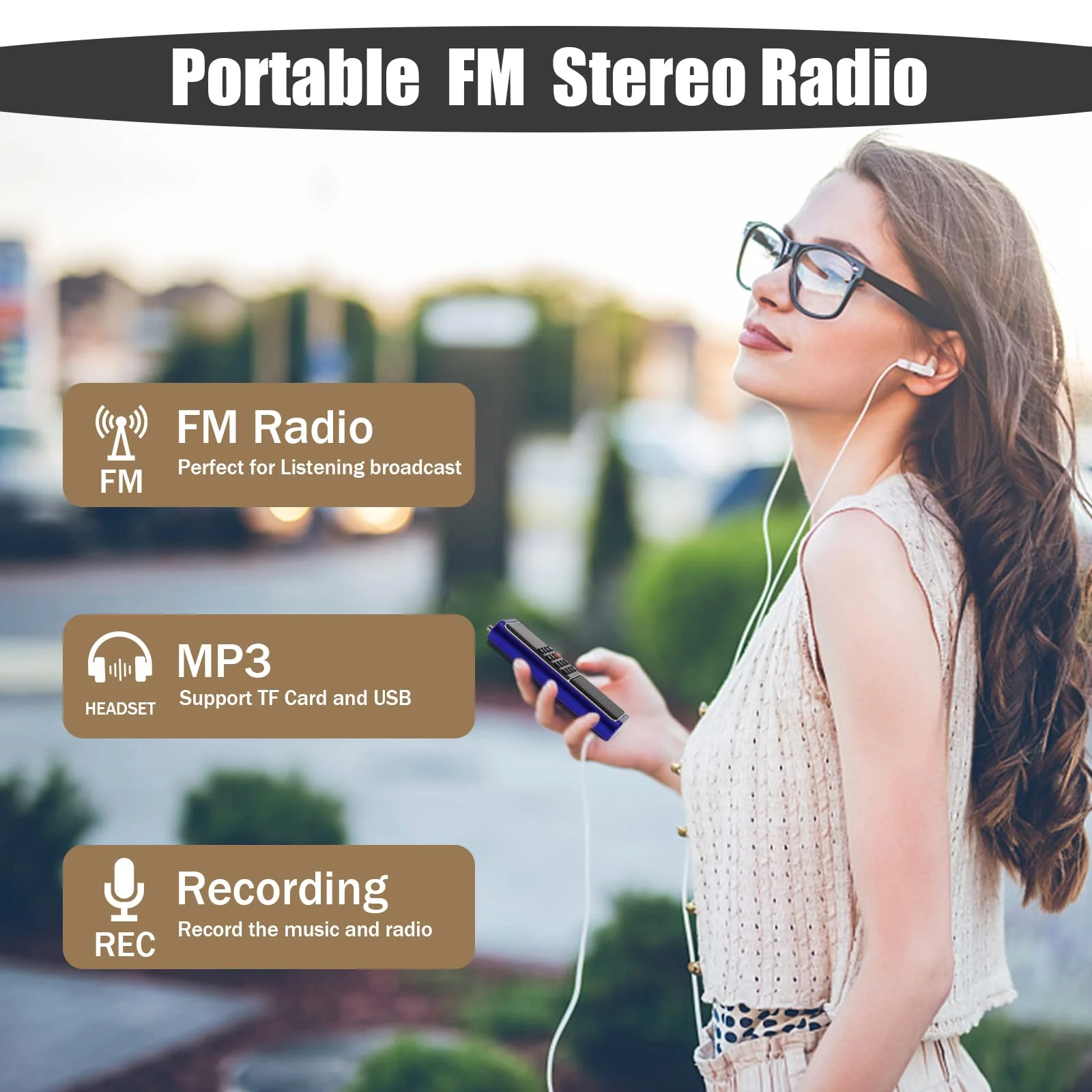 Leting Portable Radio with Mp3 Speaker, Radios Porable FM, Radio Support Tf Card/USB/Music Recording, Emergency Radio Rechargeable Battery Powered,FM Radio with Best Reception (Blue) BLUE - Image 7