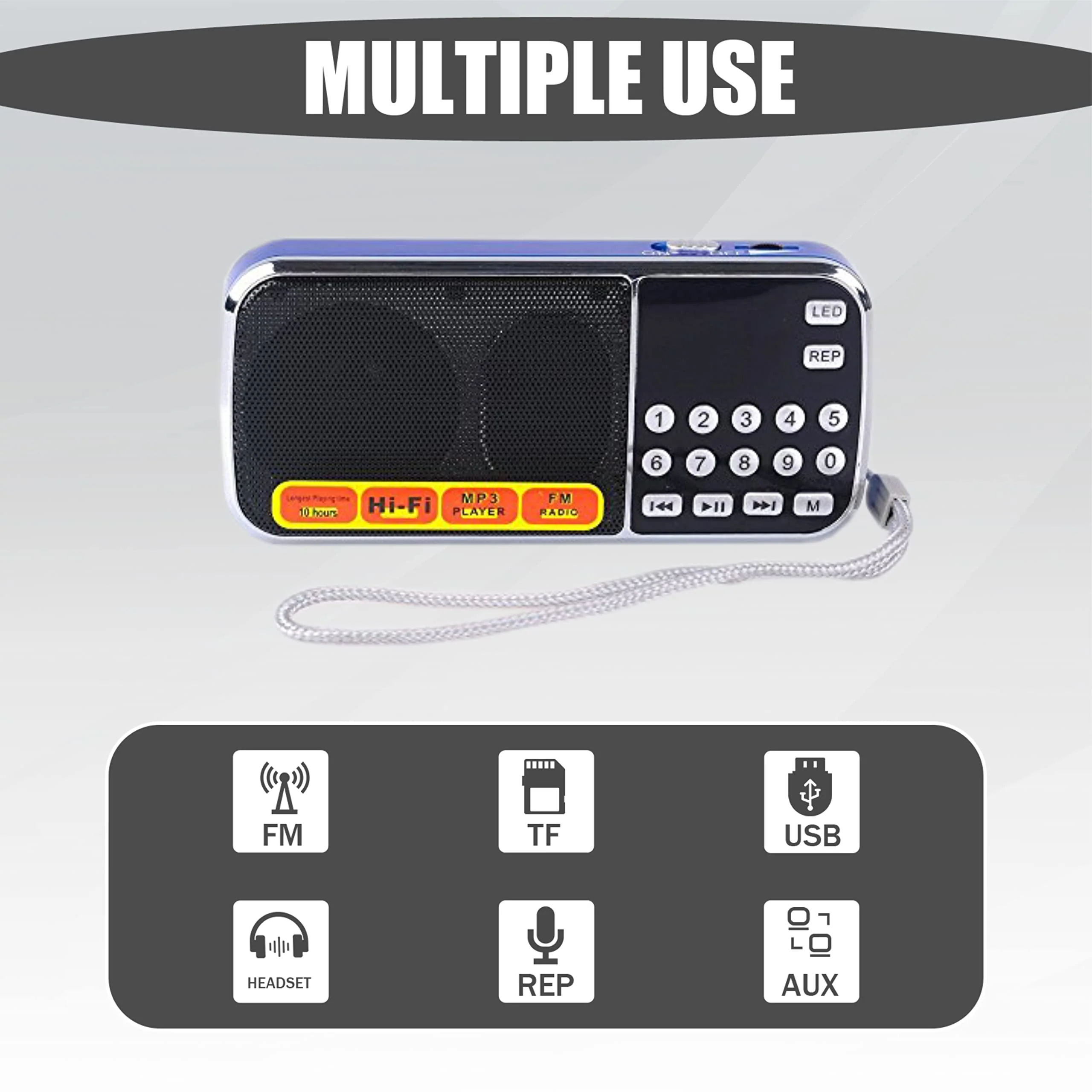 Leting Radios Portable AM with MP3 Speaker, Portable Radio Support TF Card/USB,Rechargeable Battery Powered FM Radio,Mini Radio with Best Reception (Blue) - Image 2