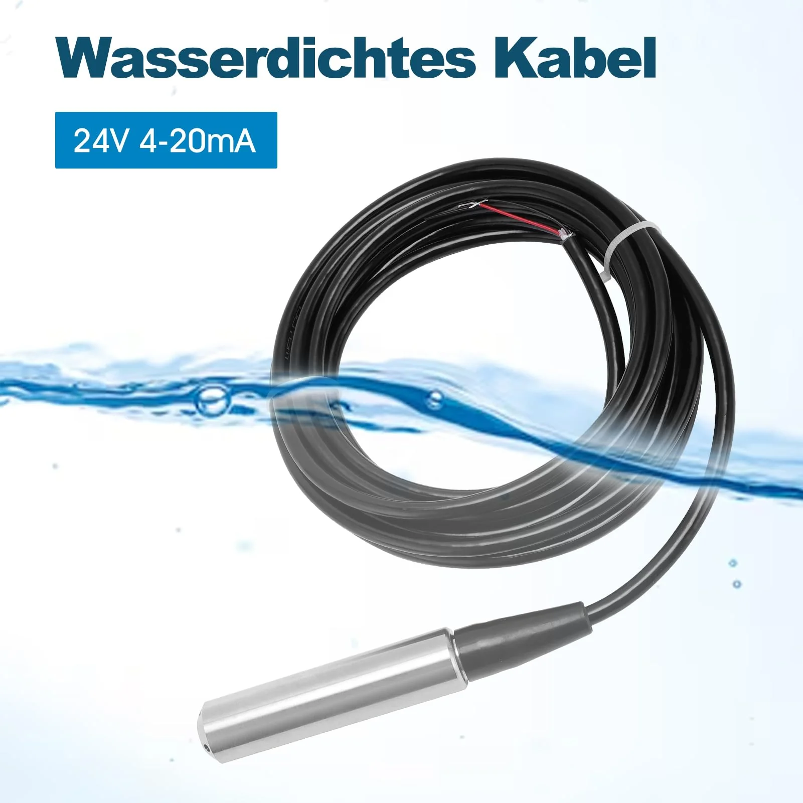 Level Sensor, Flexible 316 Stainless Steel Water Level Sensor with 4-20 mA Signal Output, 6 m Waterproof Cable with Measuring Range 0-5 m, DC 24 V Level Indicator for Water Level and Liquid - Image 5