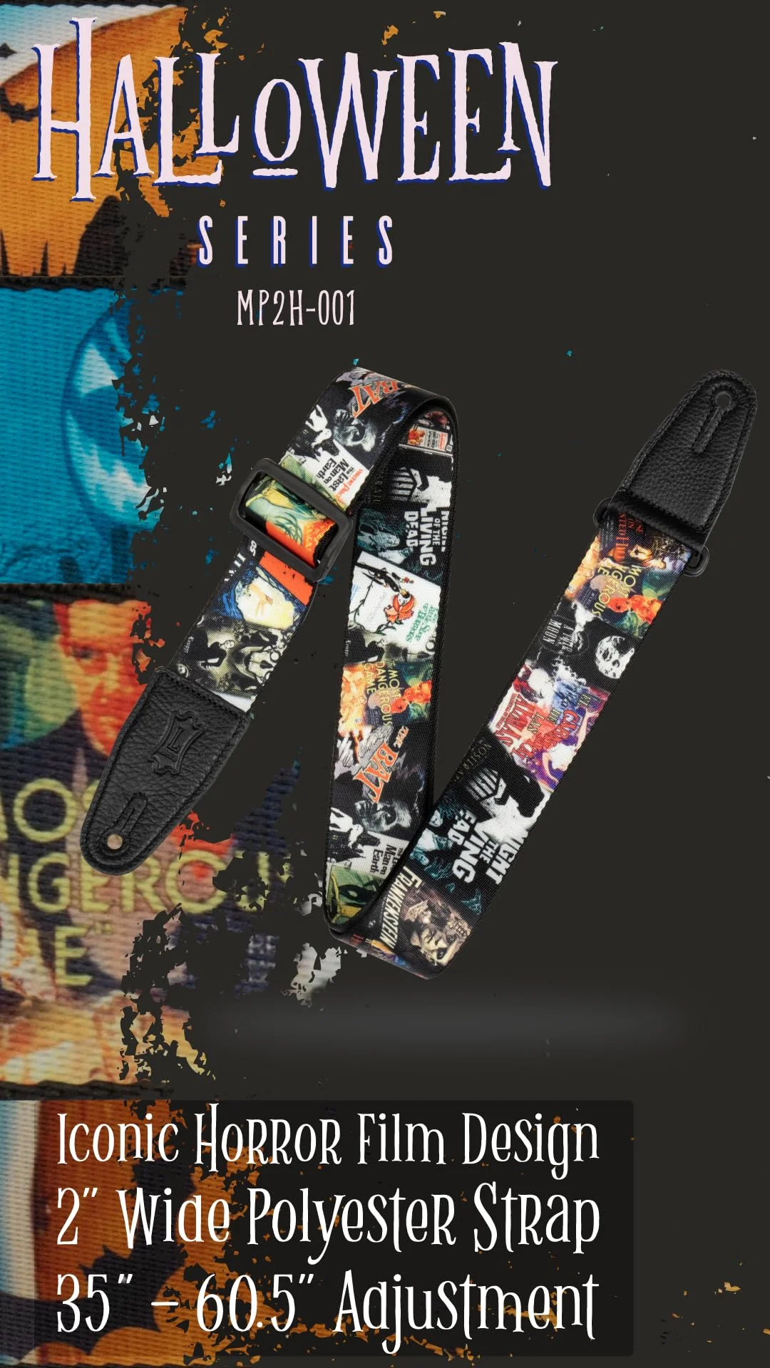 Levy's Leathers 2" Halloween Series Polyester Guitar Strap with Tri-Glide Adjustment; Horror Classics (MP2H-001) - Image 6