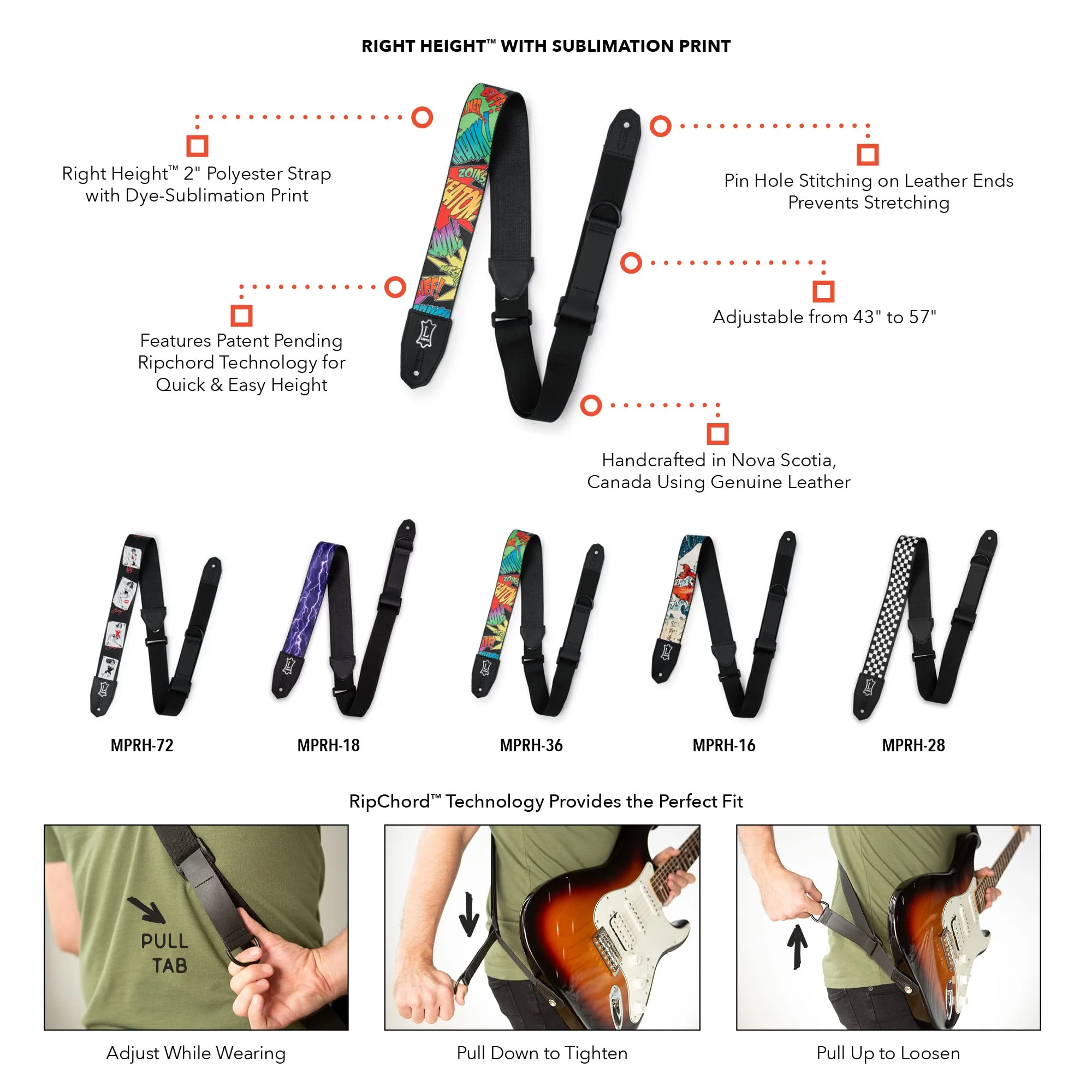 Levy's Leathers Ergonomic Right Height Straps Lightning Bolt - Image 4