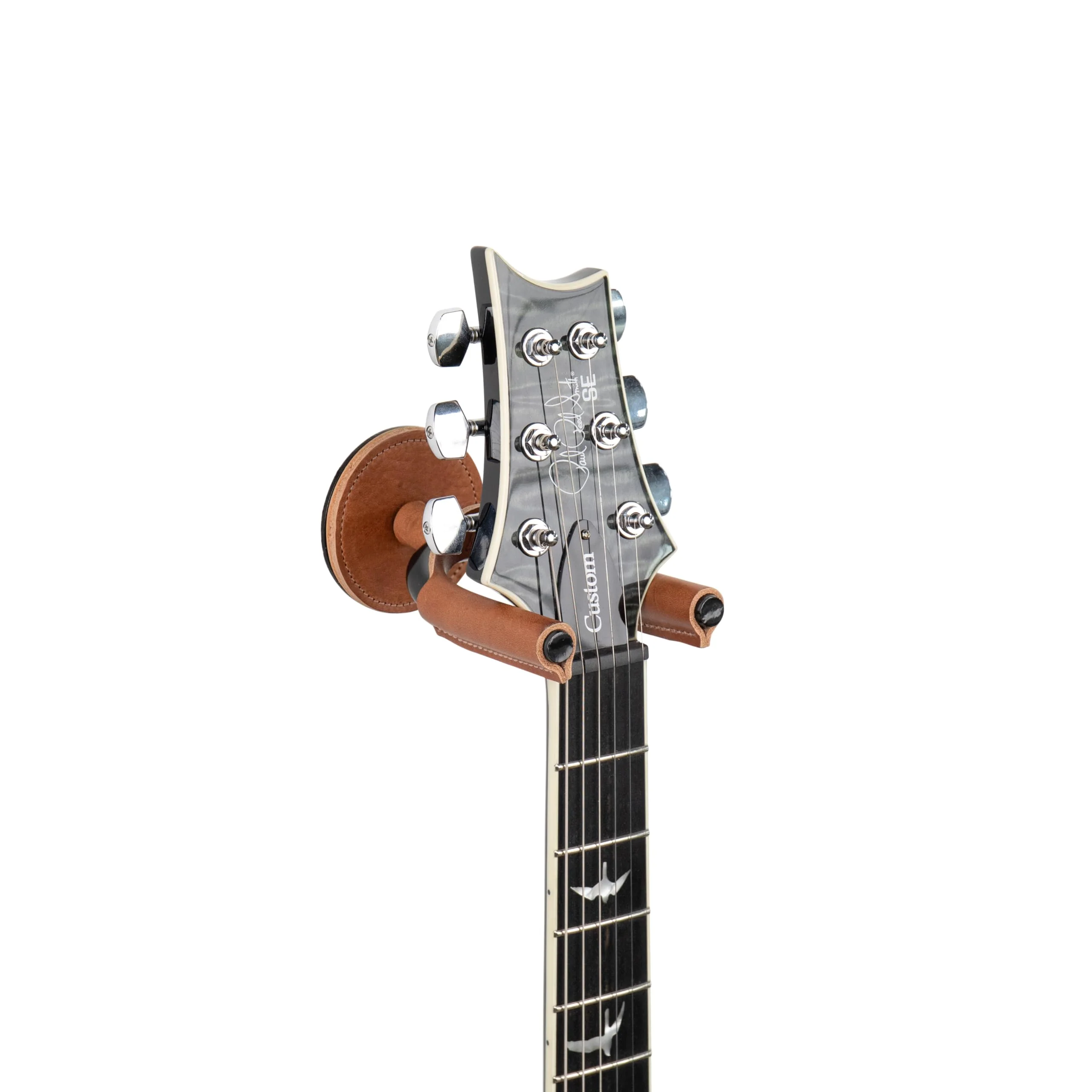Levy's Leathers Forged Steel Guitar Hanger; Black Metal with Tan Veg-Tan Leather Yoke Wraps (LVY-FGHNGR-BKTN) Black Steel Tan Leather - Image 10