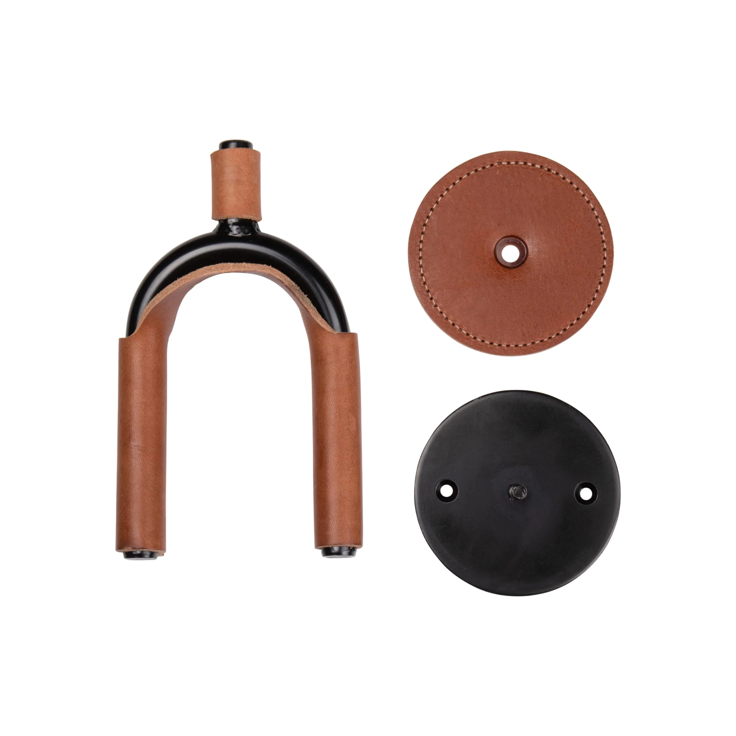 Levy's Leathers Forged Steel Guitar Hanger; Black Metal with Tan Veg-Tan Leather Yoke Wraps (LVY-FGHNGR-BKTN) Black Steel Tan Leather - Image 11