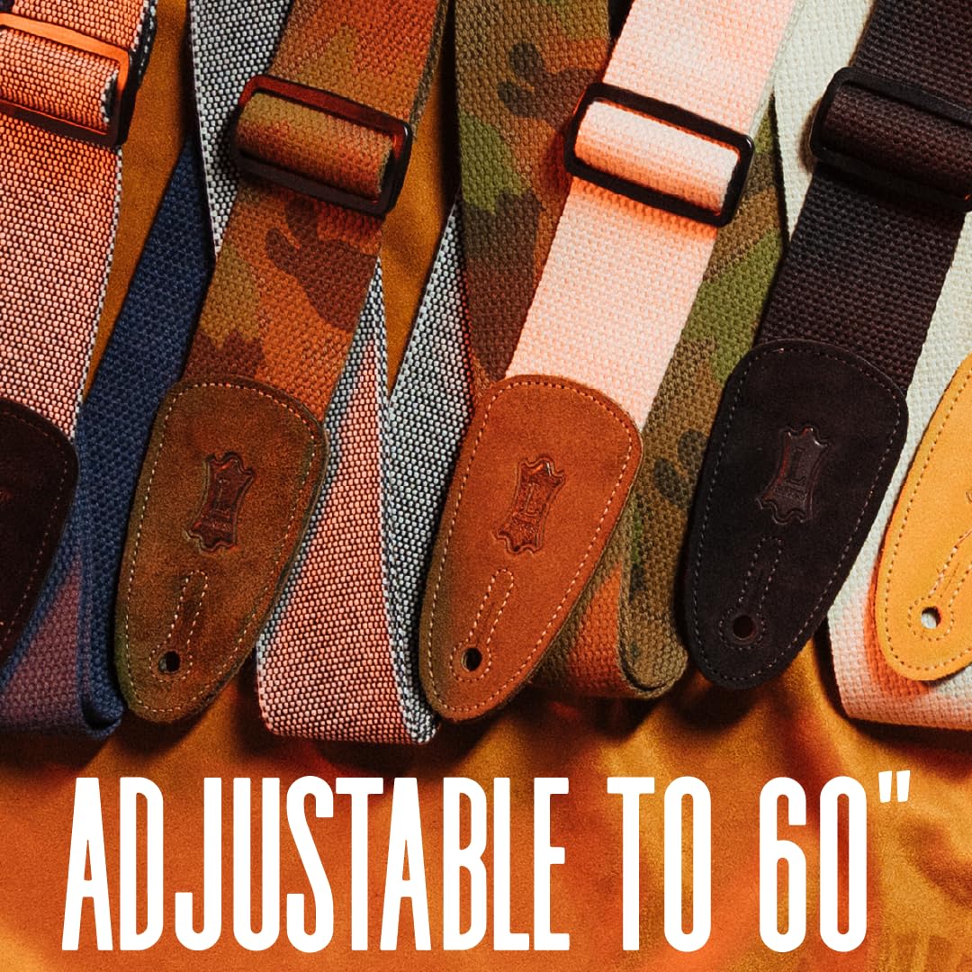 Levy's Leathers MC8-TAN 2" cotton guitar strap with suede ends and tri-glide adjustment. Adjustable to 58"; Tan 0 - Image 3