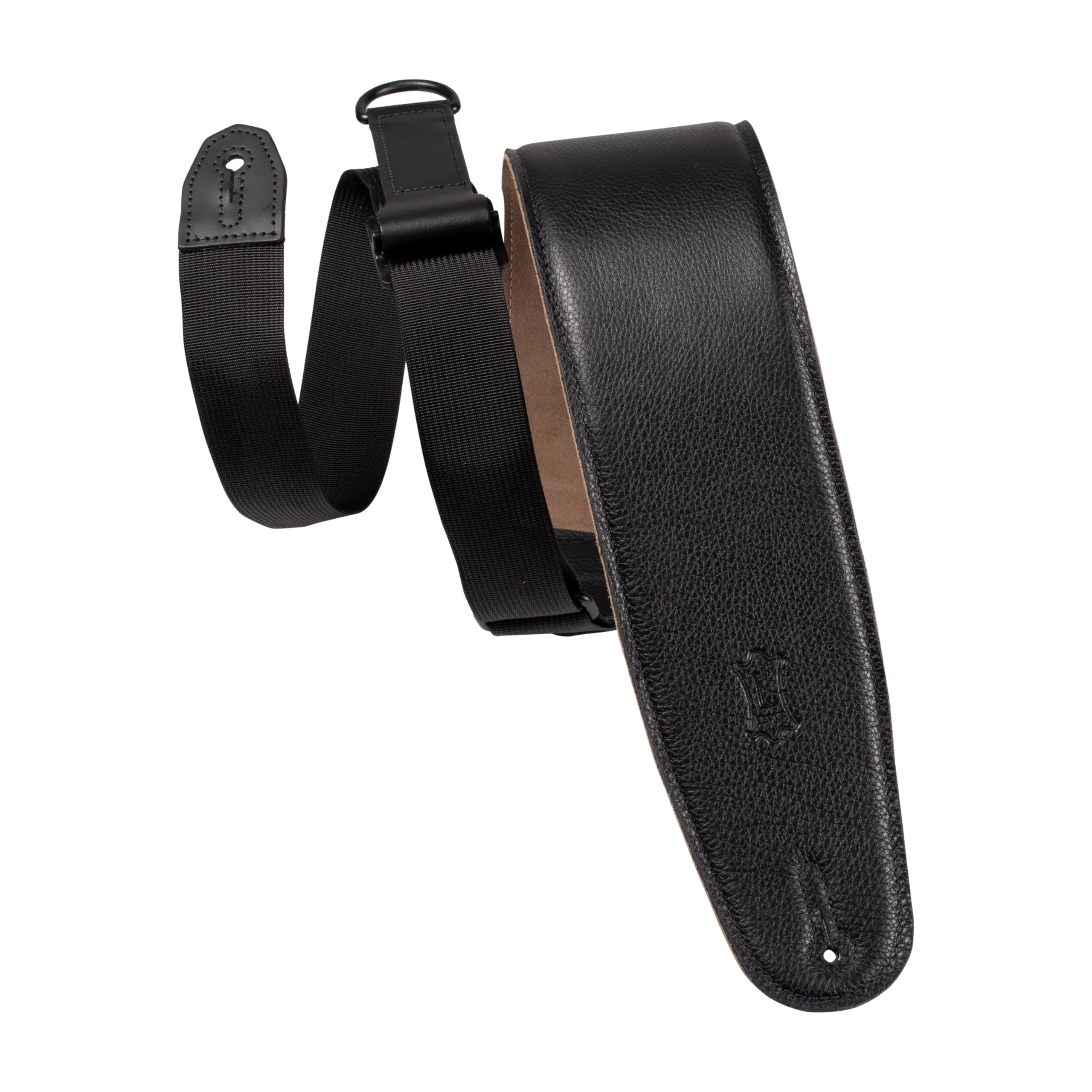 Levy's Leathers Right Height™ 3.5” Wide Garment Leather Padded Bass Guitar Strap in Black (MRH4GF-BLK) Suede / Garment Leather Black - 3.5"