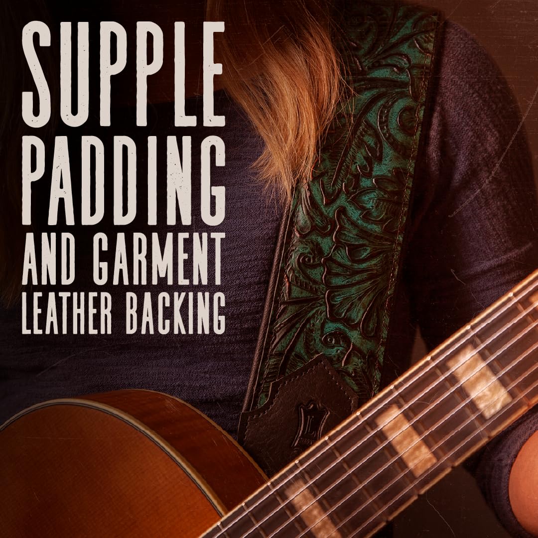 Levy's Leathers Sundance Series 3" Wide Embossed Leather Guitar Strap – Premium Geranium Whiskey Western Pattern, Wide & Comfortable Support (M4WP-006) Geramium Whiskey - Image 4