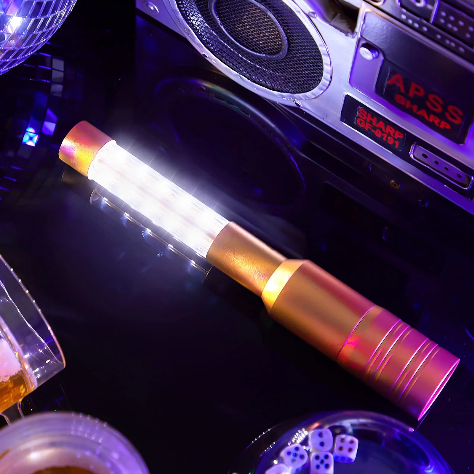 Lewtemi 4 Pieces Bottle Girl Lights Strobe Baton Bottle Service Lights Rechargeable Champagne Topper Handheld Sparklers for Bar Club VIP Nightclubs Party Event(Gold) Gold - Image 7