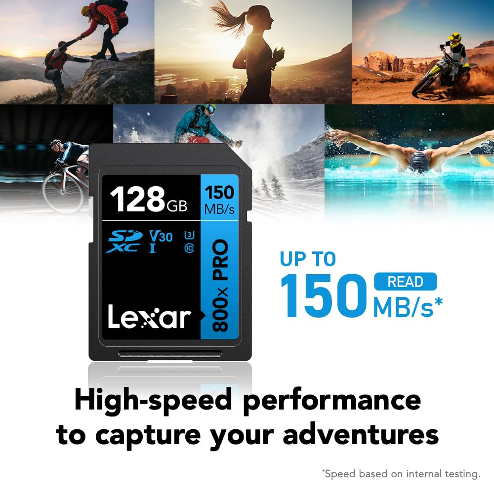 Lexar 128GB (2-Pack) High-Performance 800x PRO SDXC UHS-I Memory Card, C10, U3, V30, 4K UHD Video, Up to 150MB/s Read, for Point-and-Shoot & Mid-Range DSLR Cameras, HD Camcorders (LSD0800P128G-B2NNU) 2-Pack - Image 2