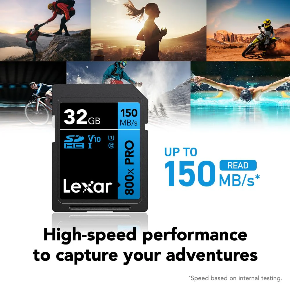 Lexar 32GB (3-Pack) High-Performance 800x PRO SDHC UHS-I Memory Card, C10, U1, V10, 4K UHD Video, Up to 150MB/s Read, for Point-and-Shoot & Mid-Range DSLR Cameras, HD Camcorders (LSD0800P032G-B3NNU) 3-Pack - Image 2
