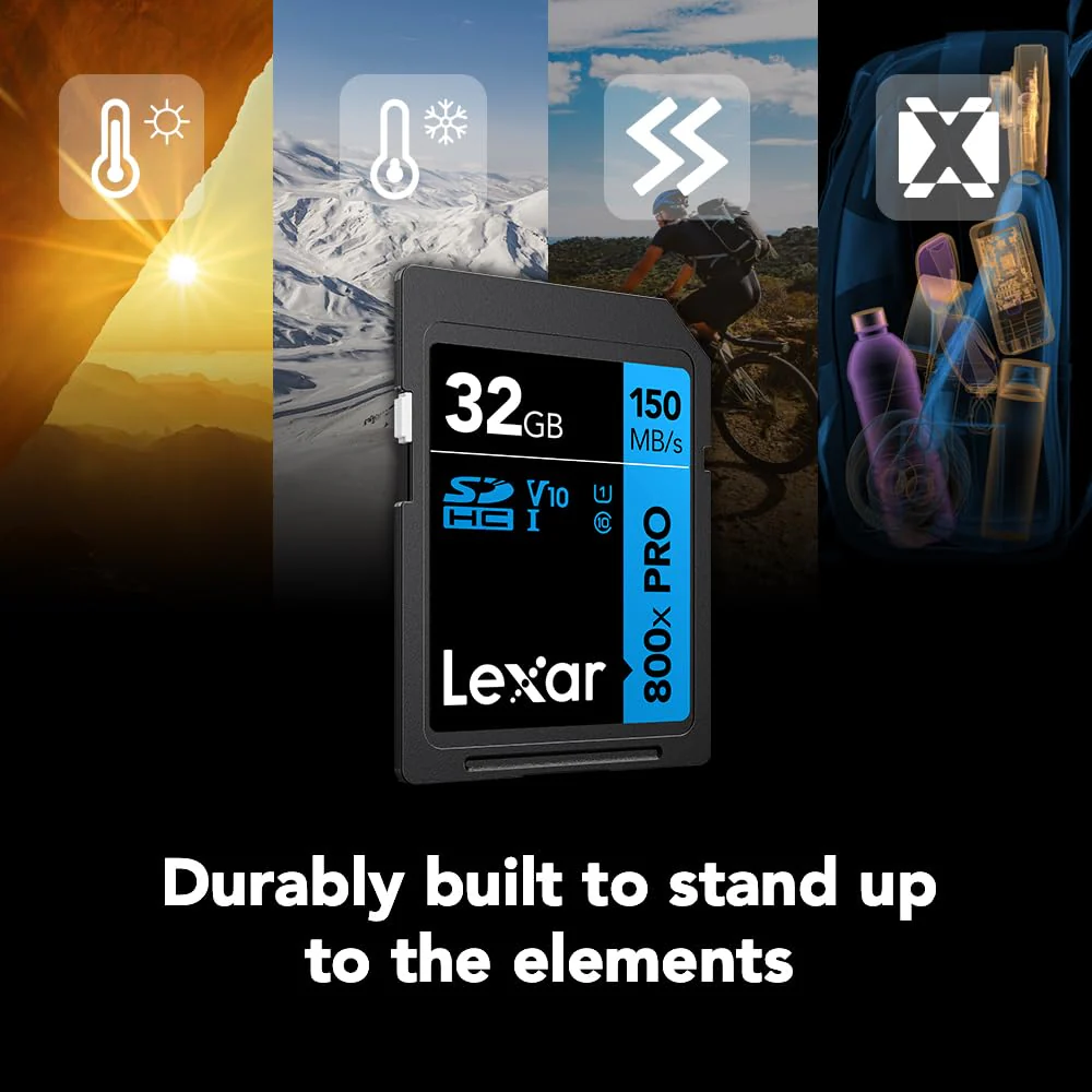Lexar 32GB (3-Pack) High-Performance 800x PRO SDHC UHS-I Memory Card, C10, U1, V10, 4K UHD Video, Up to 150MB/s Read, for Point-and-Shoot & Mid-Range DSLR Cameras, HD Camcorders (LSD0800P032G-B3NNU) 3-Pack - Image 6
