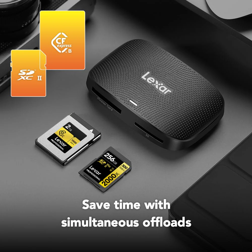 Lexar Professional CFexpress Type B/SD USB 3.2 Gen 2 Reader, Transfer Speeds Up to 10Gbps, Designed for CFexpress Type B and SD Cards (LRW520U-RNBNG) CFexpress Type B / SD USB 3.2 Reader - Image 4