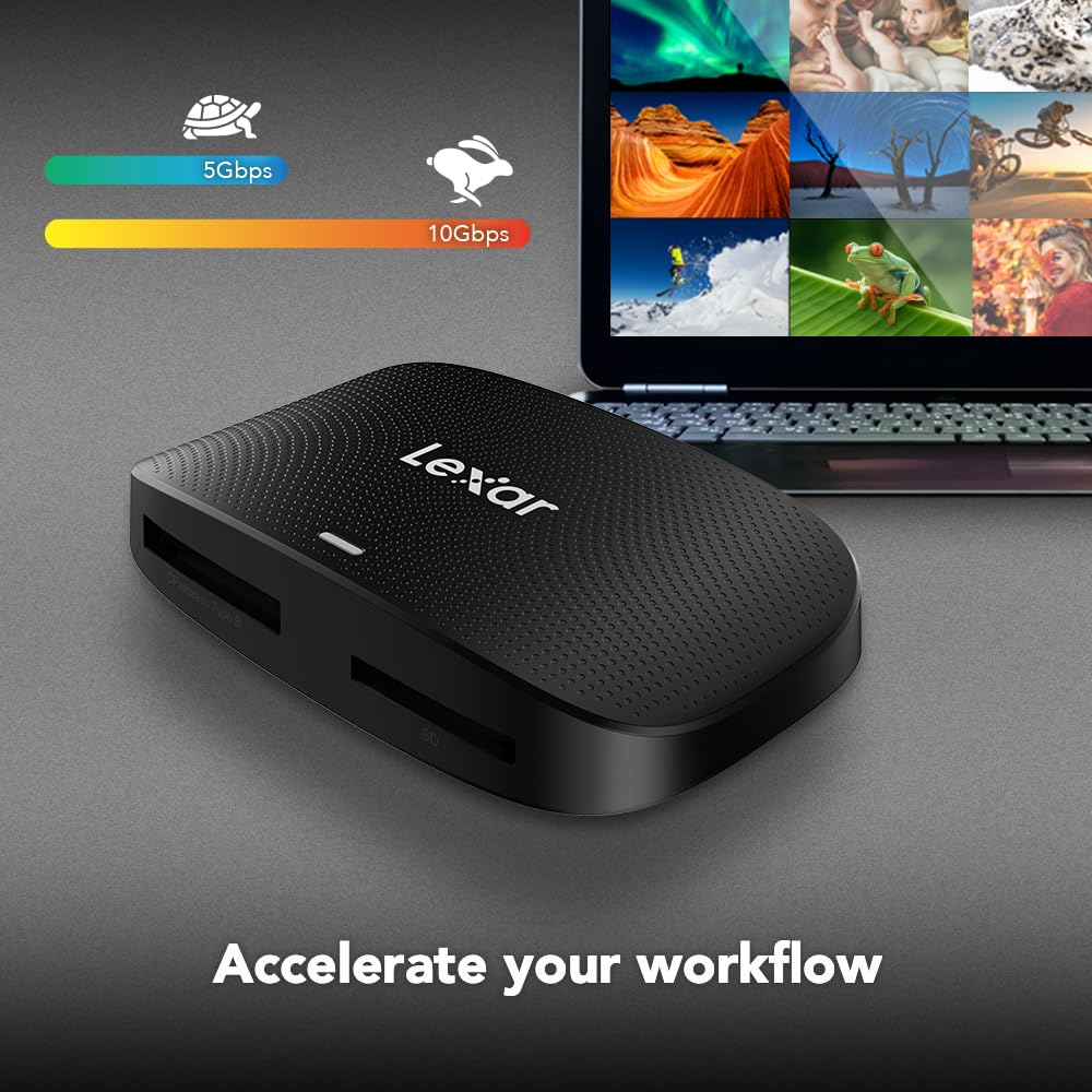 Lexar Professional CFexpress Type B/SD USB 3.2 Gen 2 Reader, Transfer Speeds Up to 10Gbps, Designed for CFexpress Type B and SD Cards (LRW520U-RNBNG) CFexpress Type B / SD USB 3.2 Reader - Image 5