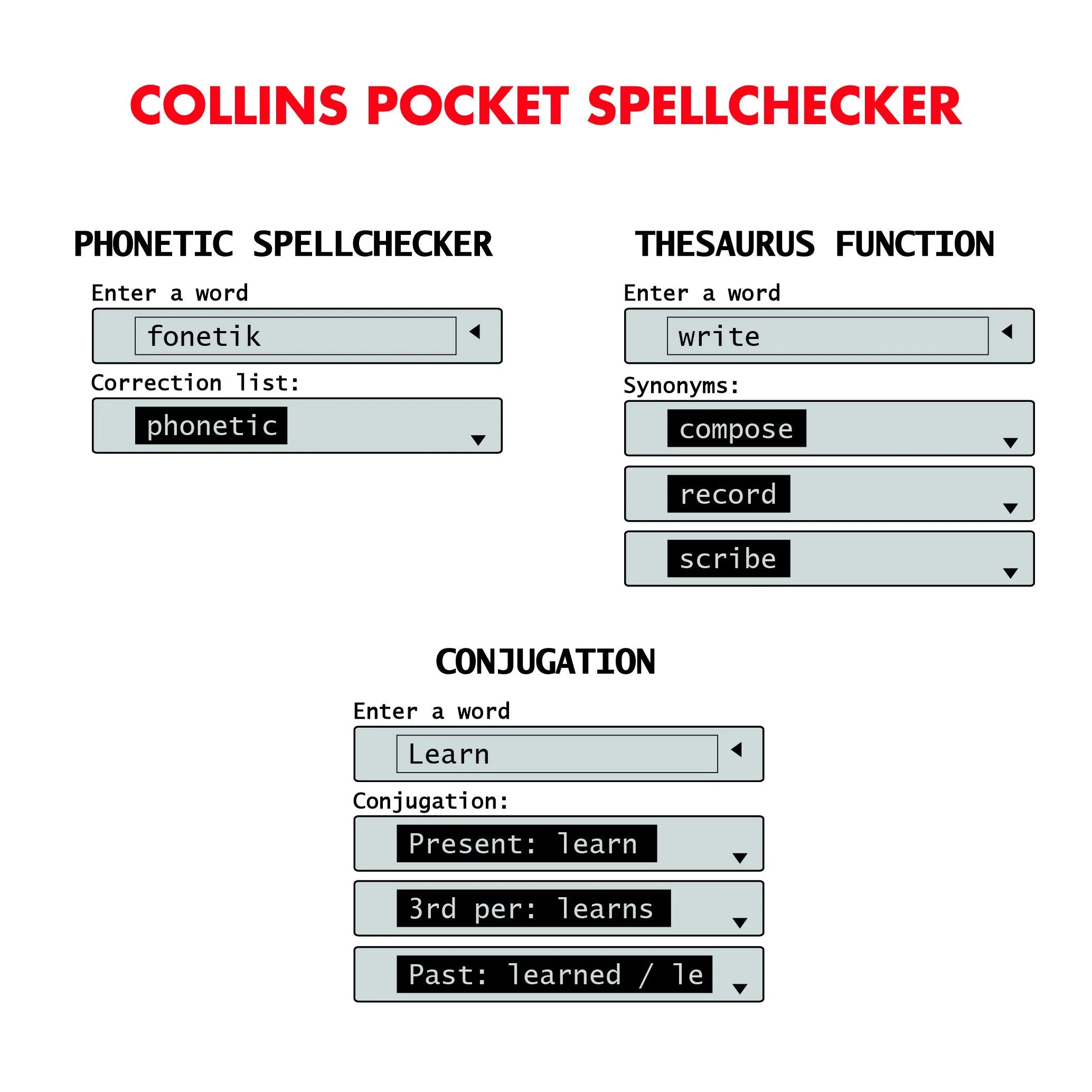 Lexibook - Collins English Dictionary, 13th Edition - Electronic Pocket Spellchecker, Thesaurus, Crossword Solver, Conjugation, Anagram Solver, Words Games, with Battery, Blue/White, DC753EN - Image 4