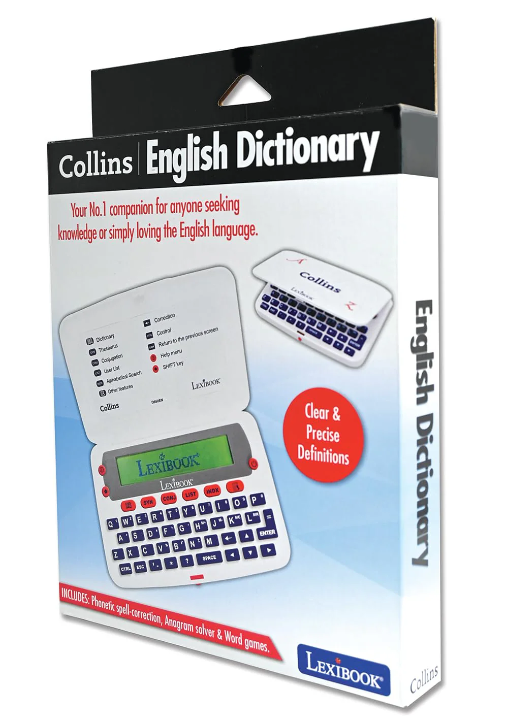 LEXiBOOK - The Collins English Dictionary, 13th Edition - Electronic Dictionary, Definitions, Thesaurus, Conjugation, Phonetic Spellchecker, Crossword Solver, with Battery, Blue/White, D850EN - Image 5