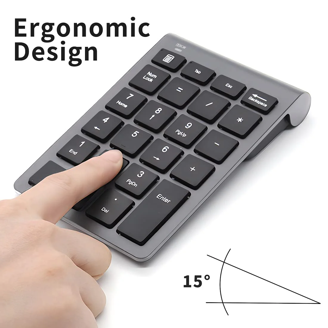 LIANGSTAR Number Pad, Wireless Numeric Keypad 22 Keys Portable Keyboard Extensions with 2.4GHz USB Receiver for 10 Key Financial Accounting Data Entry, Surface Pro, Laptop, Desktop, PC, Notebook - Image 2