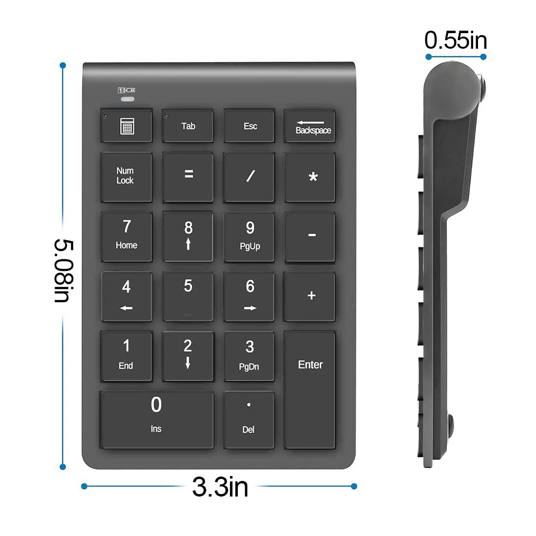 LIANGSTAR Number Pad, Wireless Numeric Keypad 22 Keys Portable Keyboard Extensions with 2.4GHz USB Receiver for 10 Key Financial Accounting Data Entry, Surface Pro, Laptop, Desktop, PC, Notebook - Image 3