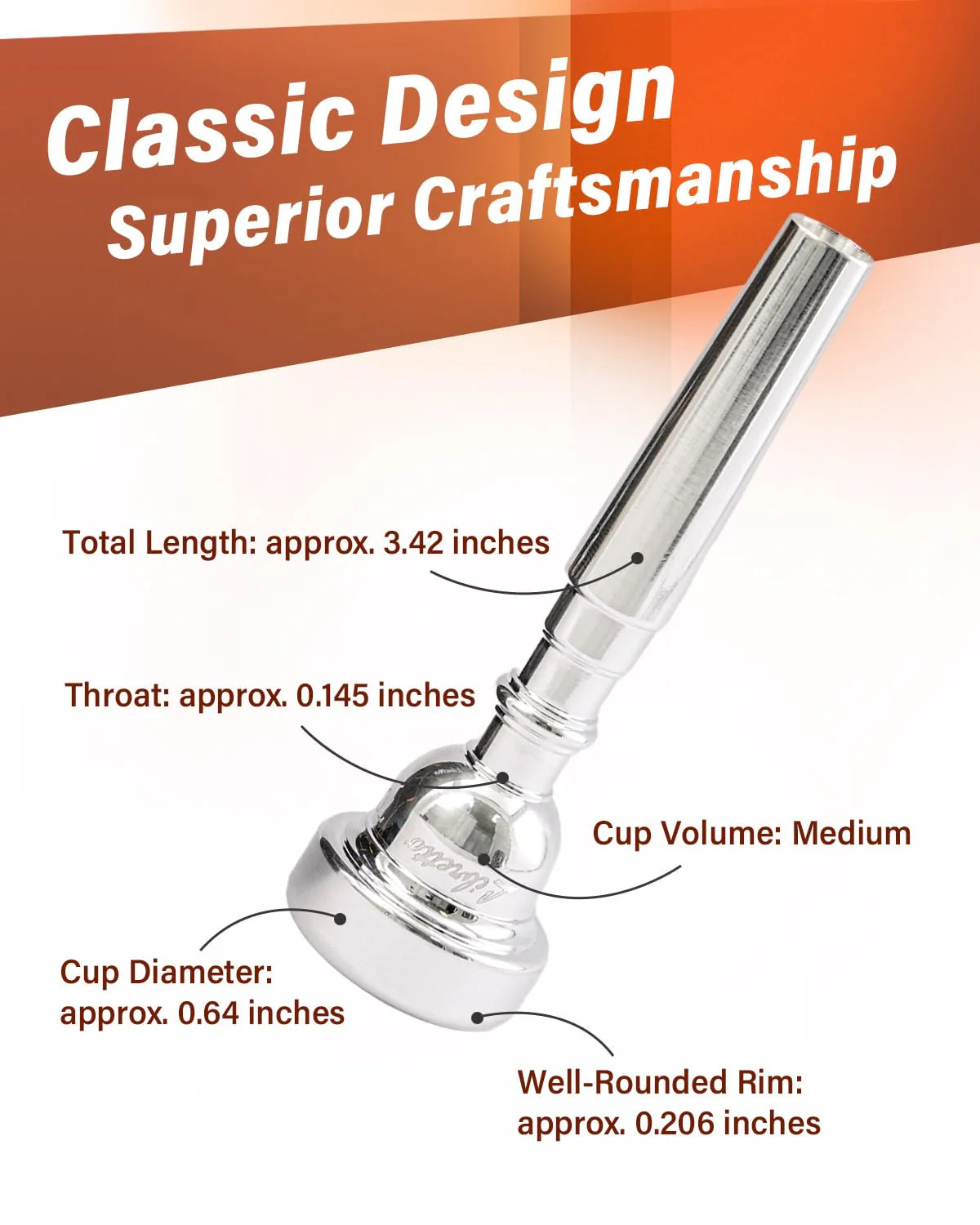 Libretto 7C Trumpet Mouthpiece, 2μm Silver Plated Trumpet Mouthpiece w/Vacuum Packing, Compatible with C and B♭ Trumpet, Designed for Beginners, Students, Intermediate Players - Image 2