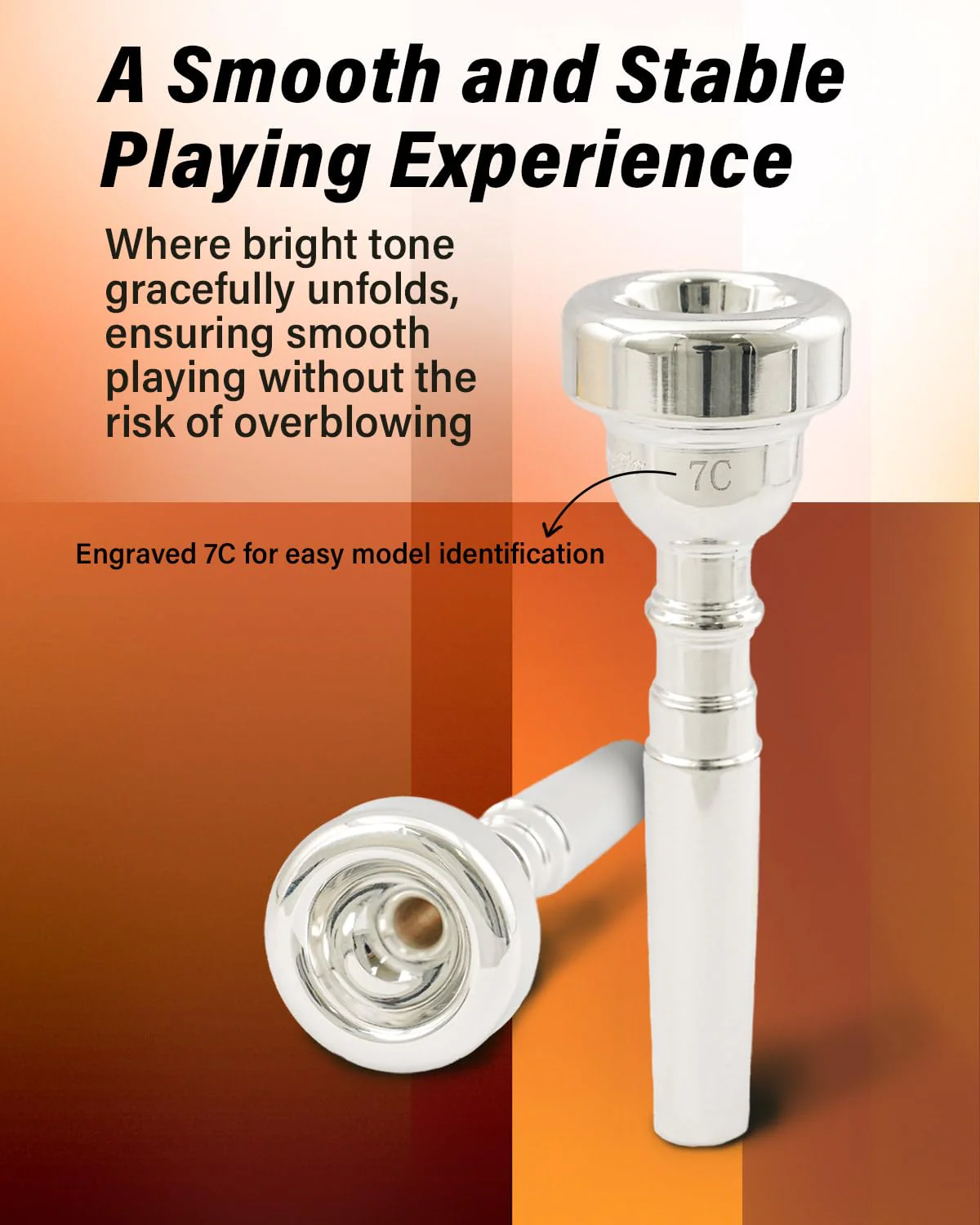 Libretto 7C Trumpet Mouthpiece, 2μm Silver Plated Trumpet Mouthpiece w/Vacuum Packing, Compatible with C and B♭ Trumpet, Designed for Beginners, Students, Intermediate Players - Image 3