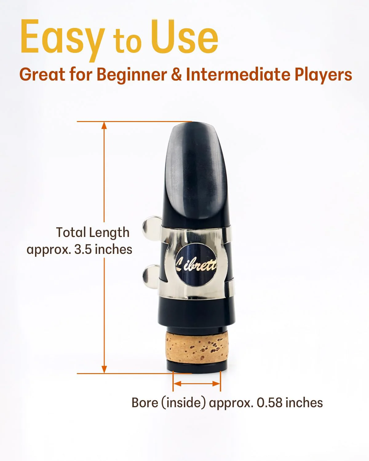 Libretto Clarinet Mouthpiece Kit, Giftable Standard Mouthpiece Set: ABS Mouthpiece, Plastic Cap, Silver Lacquered Ligature. Finely Designed for Beginner and Student. - Image 2