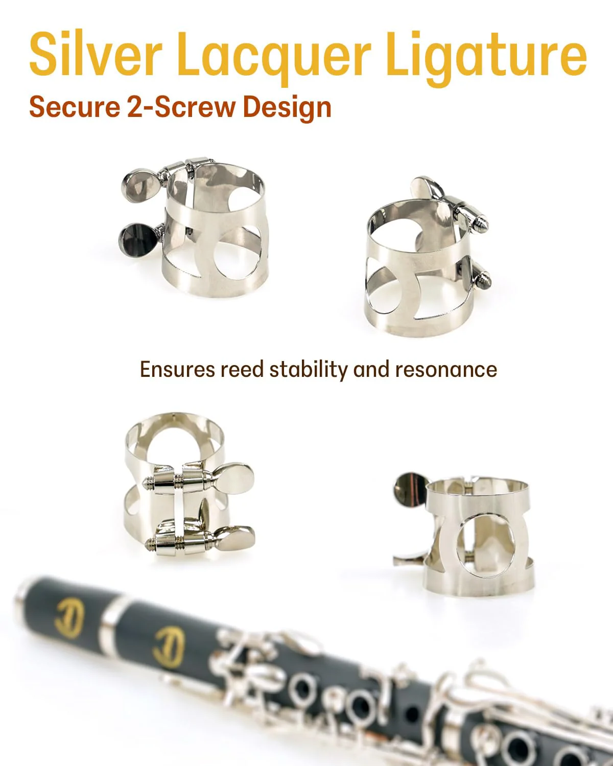 Libretto Clarinet Mouthpiece Kit, Giftable Standard Mouthpiece Set: ABS Mouthpiece, Plastic Cap, Silver Lacquered Ligature. Finely Designed for Beginner and Student. - Image 3