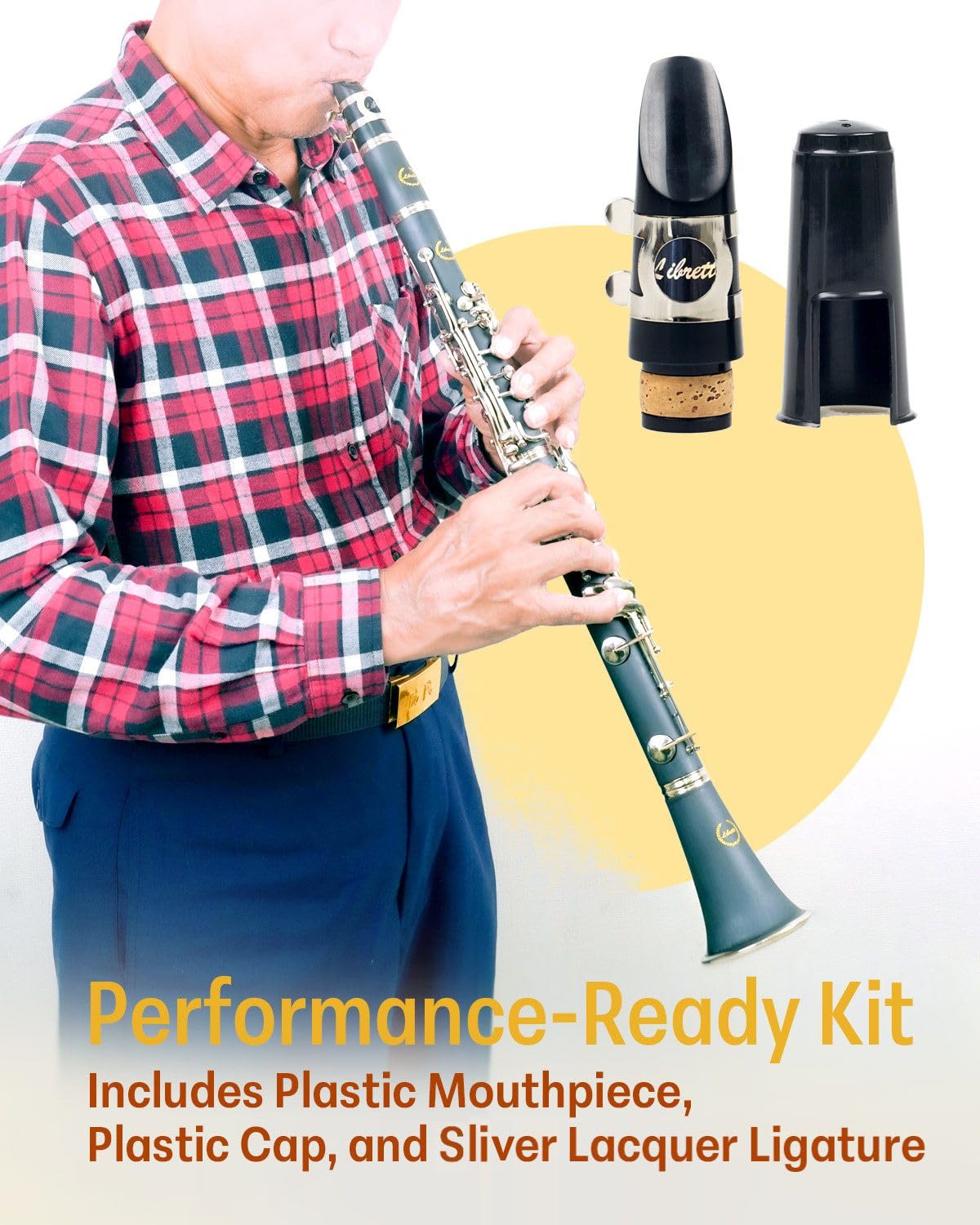 Libretto Clarinet Mouthpiece Kit, Giftable Standard Mouthpiece Set: ABS Mouthpiece, Plastic Cap, Silver Lacquered Ligature. Finely Designed for Beginner and Student. - Image 6