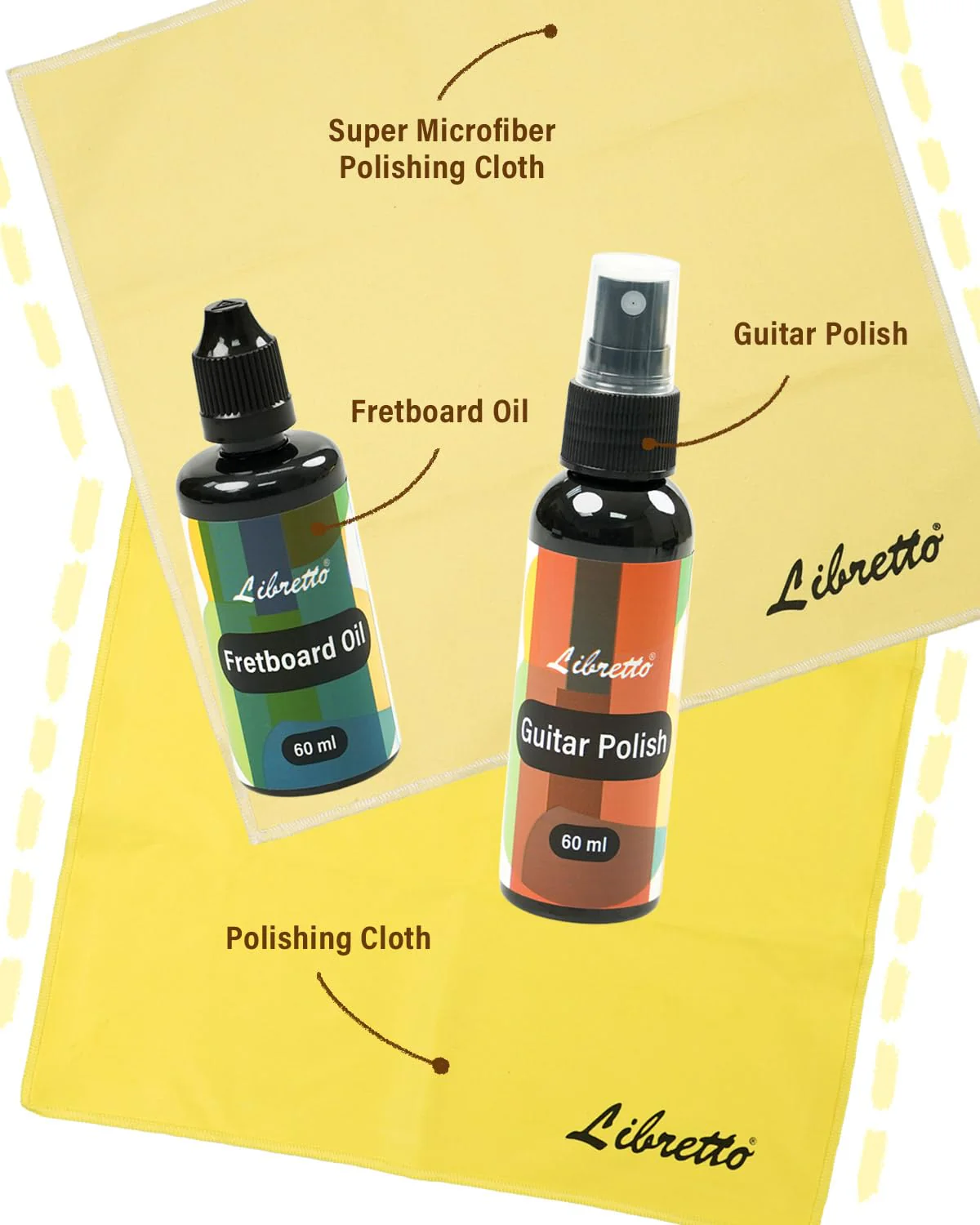 Libretto Guitar Cleaning Kit, 2 Pack Guitar Maintenance Set with Polish, Fretboard Oil and 2 Microfiber Cloths, All in One Care for Acoustic and Electric Guitars 2-Pack - Image 2