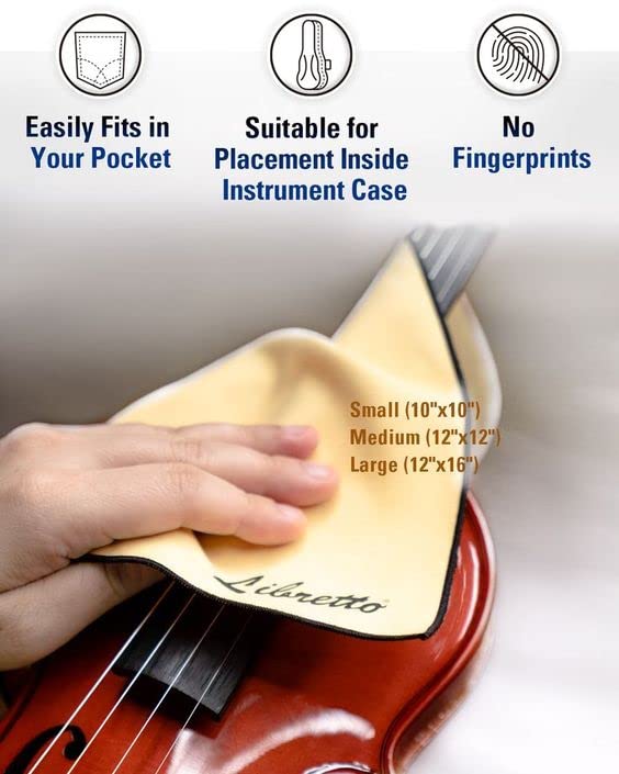 Libretto Microfiber Polish Cloth for Musical Instrument, 3 Sizes in 1 Pack, Violin and Cello Cleaning Product, Yellow, Lint-Free, Super Soft, Gift, for Piano, Guitar, Trumpet, Saxophone, Laptop. - Image 2