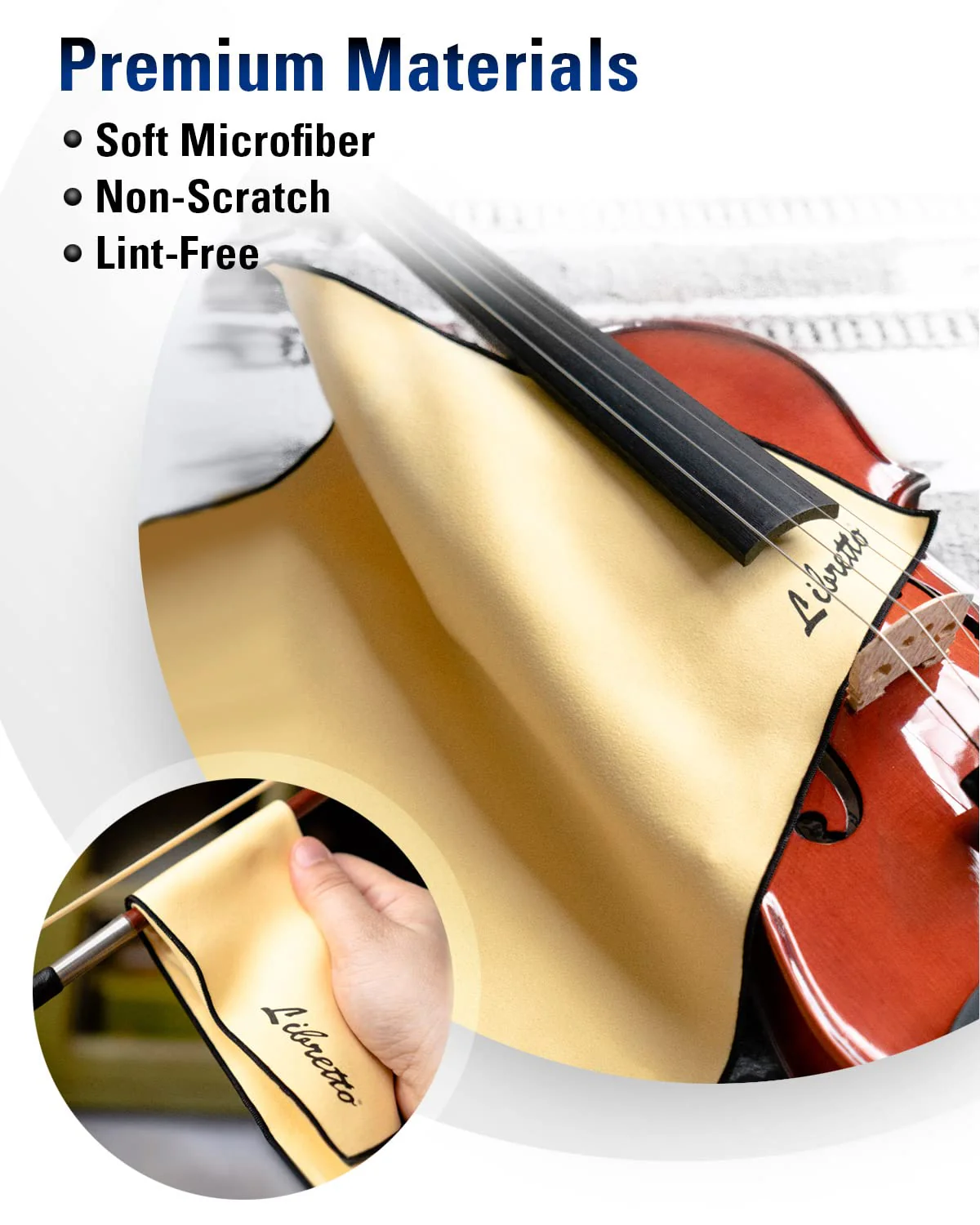 Libretto Microfiber Polish Cloth for Musical Instrument, 3 Sizes in 1 Pack, Violin and Cello Cleaning Product, Yellow, Lint-Free, Super Soft, Gift, for Piano, Guitar, Trumpet, Saxophone, Laptop. - Image 3