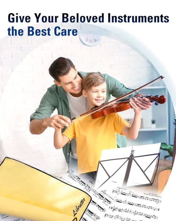 Libretto Microfiber Polish Cloth for Musical Instrument, 3 Sizes in 1 Pack, Violin and Cello Cleaning Product, Yellow, Lint-Free, Super Soft, Gift, for Piano, Guitar, Trumpet, Saxophone, Laptop. - Image 6