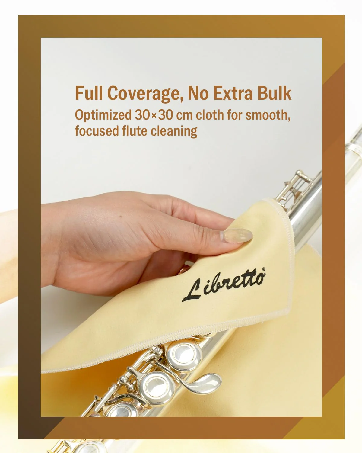 Libretto Silver Polishing Cloth for Flute, 30×30 cm, Ultra-Soft Microfiber, Anti-Tarnish Cleaning Cloth for Silver-Plated Instruments - Image 4
