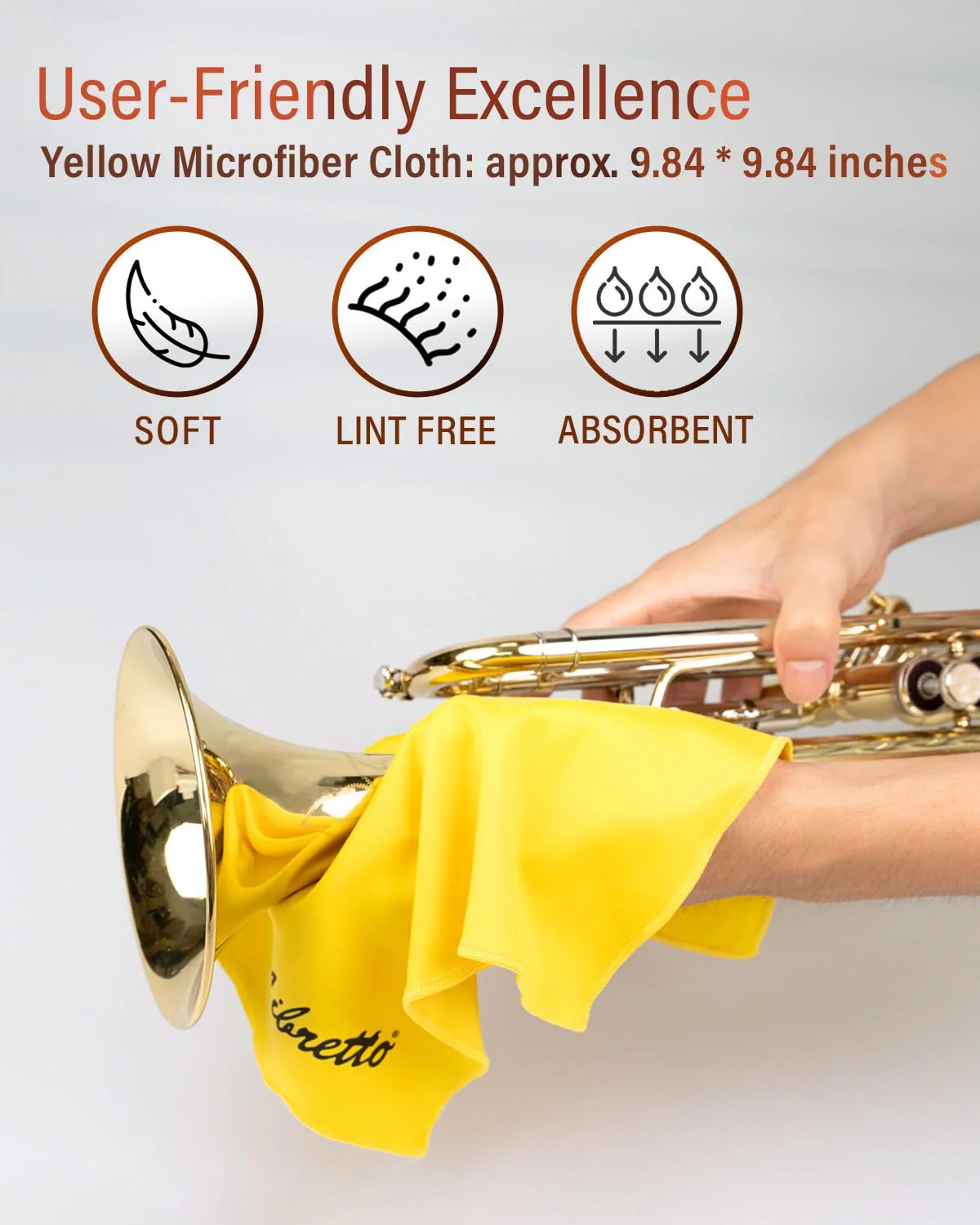 Libretto Trumpet Cleaning Brush Set with Polishing Cloth, Mouthpiece Brush, Valve Brush, Bore Brush, Microfiber Cleaning Cloth, for Trumpet, Cornet, Brass Instruments - Image 4