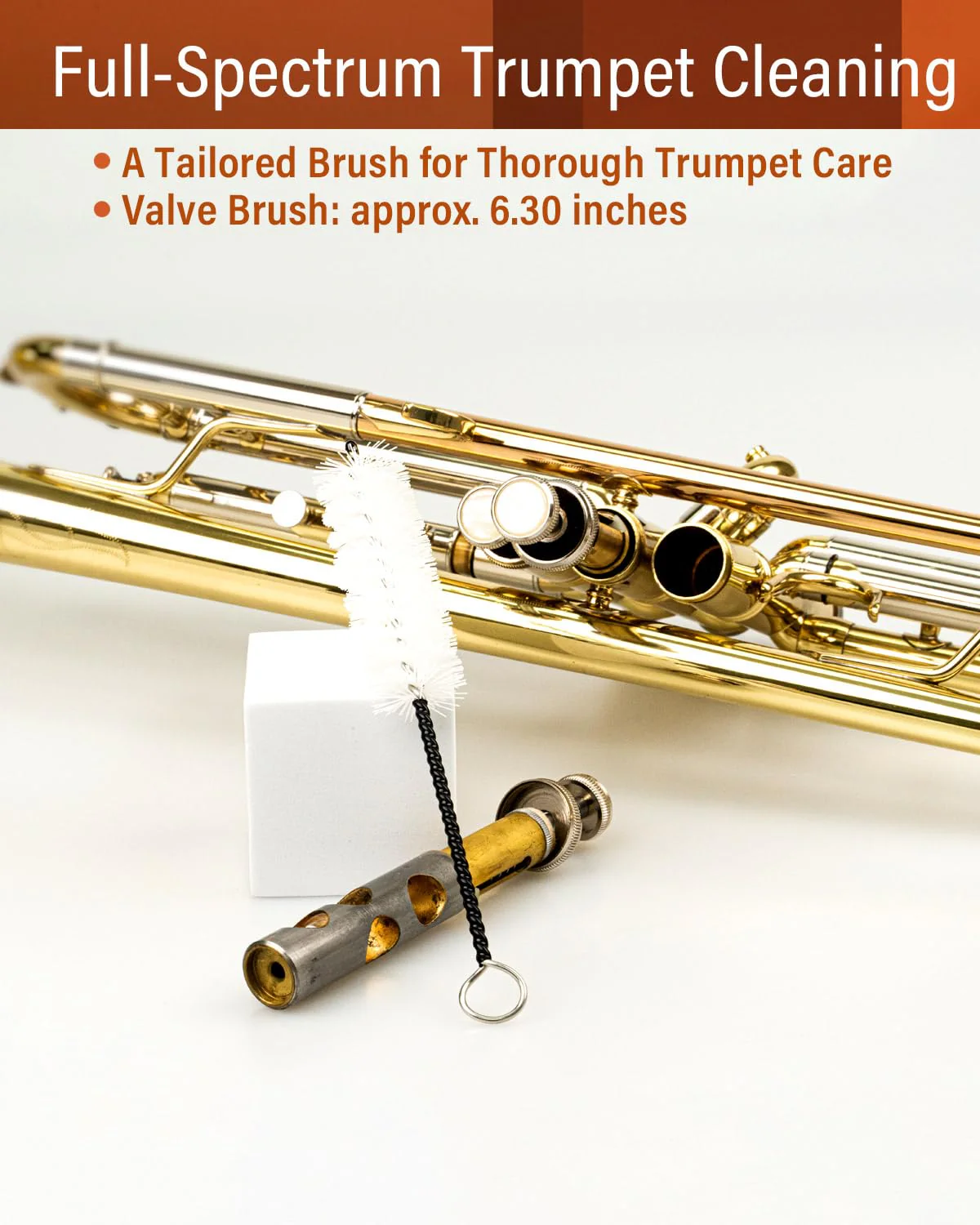 Libretto Trumpet Cleaning Brush Set with Polishing Cloth, Mouthpiece Brush, Valve Brush, Bore Brush, Microfiber Cleaning Cloth, for Trumpet, Cornet, Brass Instruments - Image 6