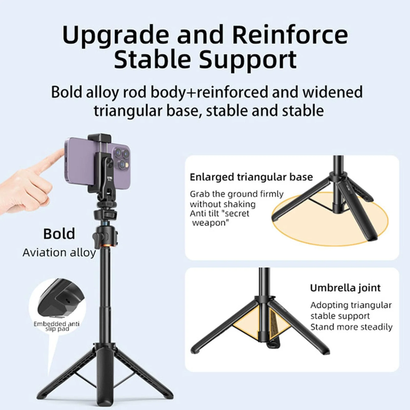 LICHIFIT Extendable Tripod Selfie Stick for DJI Osmo Pocket 3 Pocket Camera Length Adjustable Extension Rod with Rotatable Gimbal for Insta360 ONE X3 /X2 Action Camera Bracket Mount Holder - Image 4
