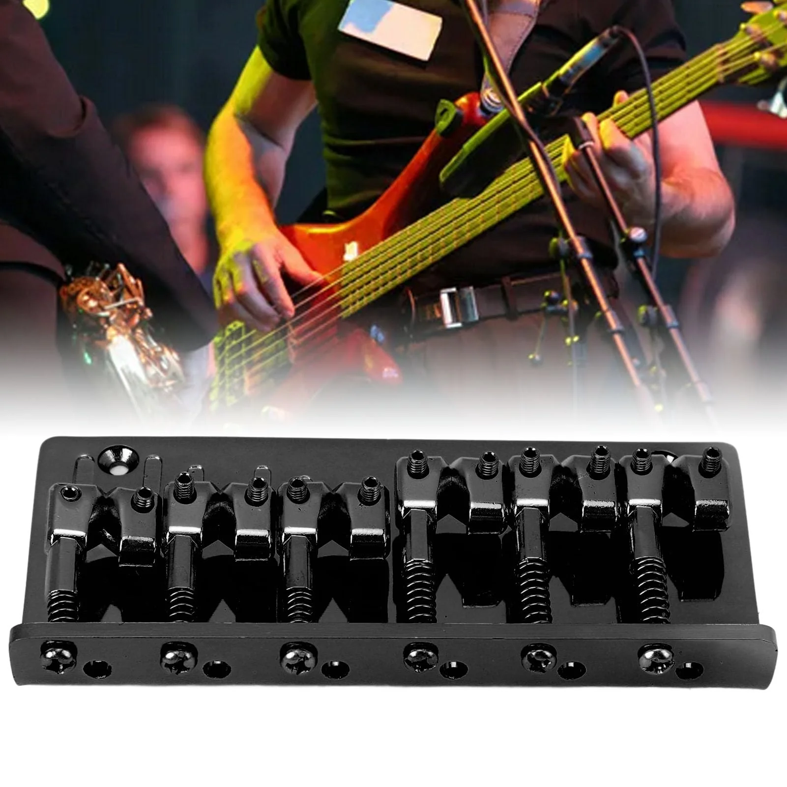 LiebeWH 6 String Zinc Alloy Bass Bridge Adjustable Multifunctional Vintage Electric Bass Bridge Replacement Parts (Black), LiebeWH6swm52ge3h-12 Black - Image 5