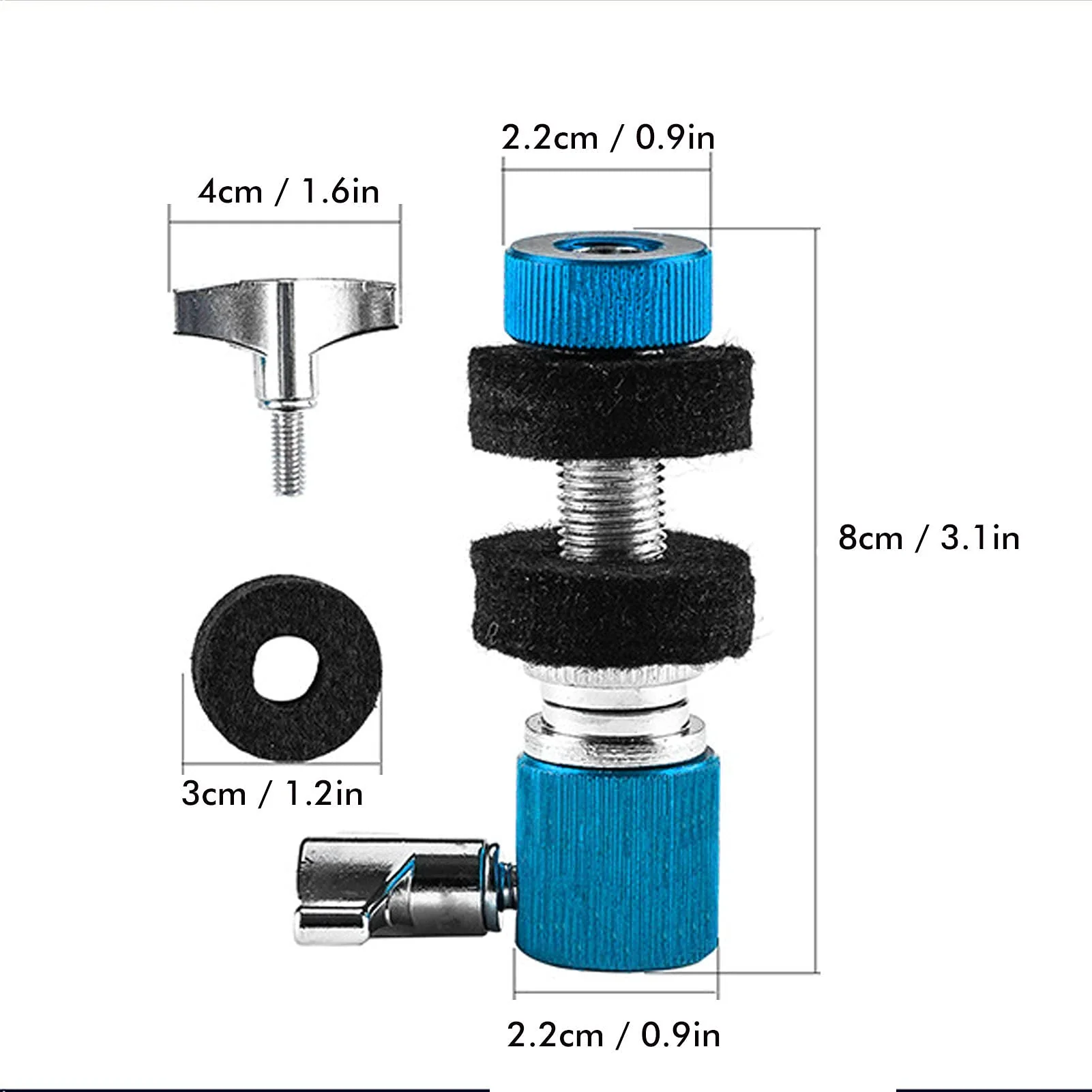 LiebeWH Hi‑Hat Clutch, Aluminum Alloy Jazz Drum Cymbal Rack Holder Instrument Playing Accessories with Self Locking Knob(blue) blue - Image 2