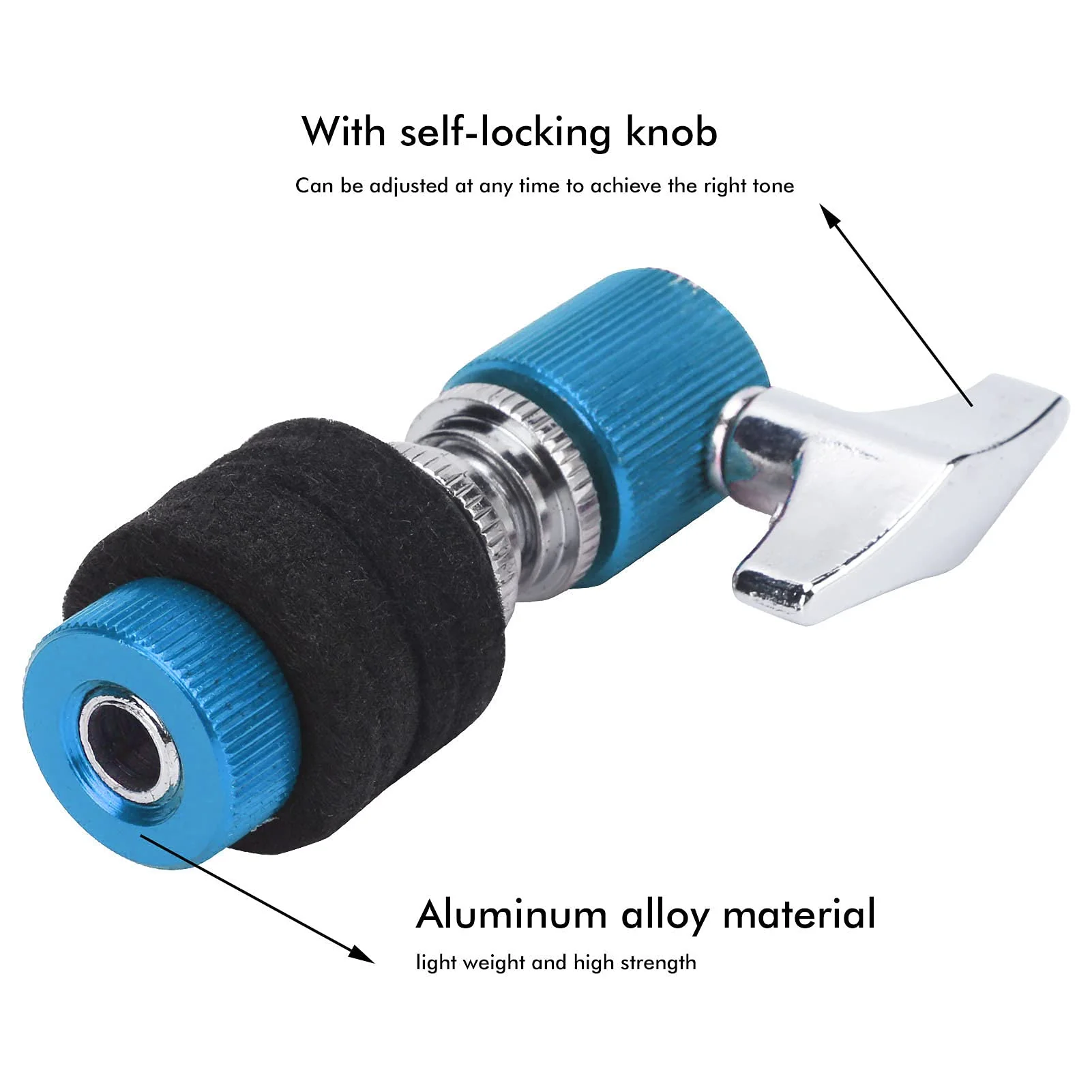 LiebeWH Hi‑Hat Clutch, Aluminum Alloy Jazz Drum Cymbal Rack Holder Instrument Playing Accessories with Self Locking Knob(blue) blue - Image 3