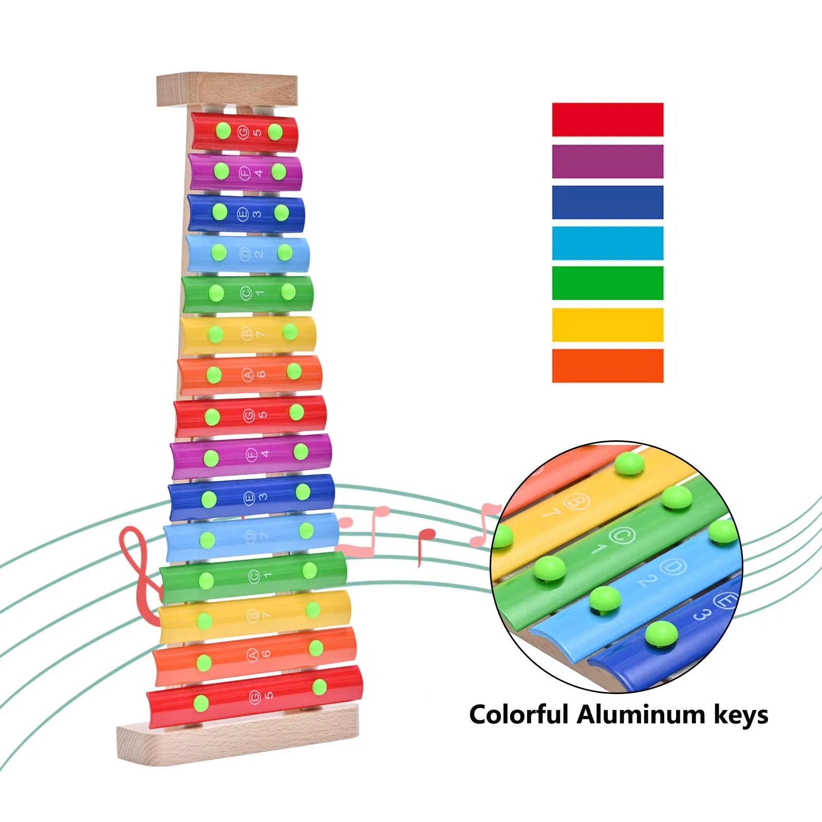 LIEKE Xylophone 15 Tones Glockenspiel Musical Instrument Gift - Image 4