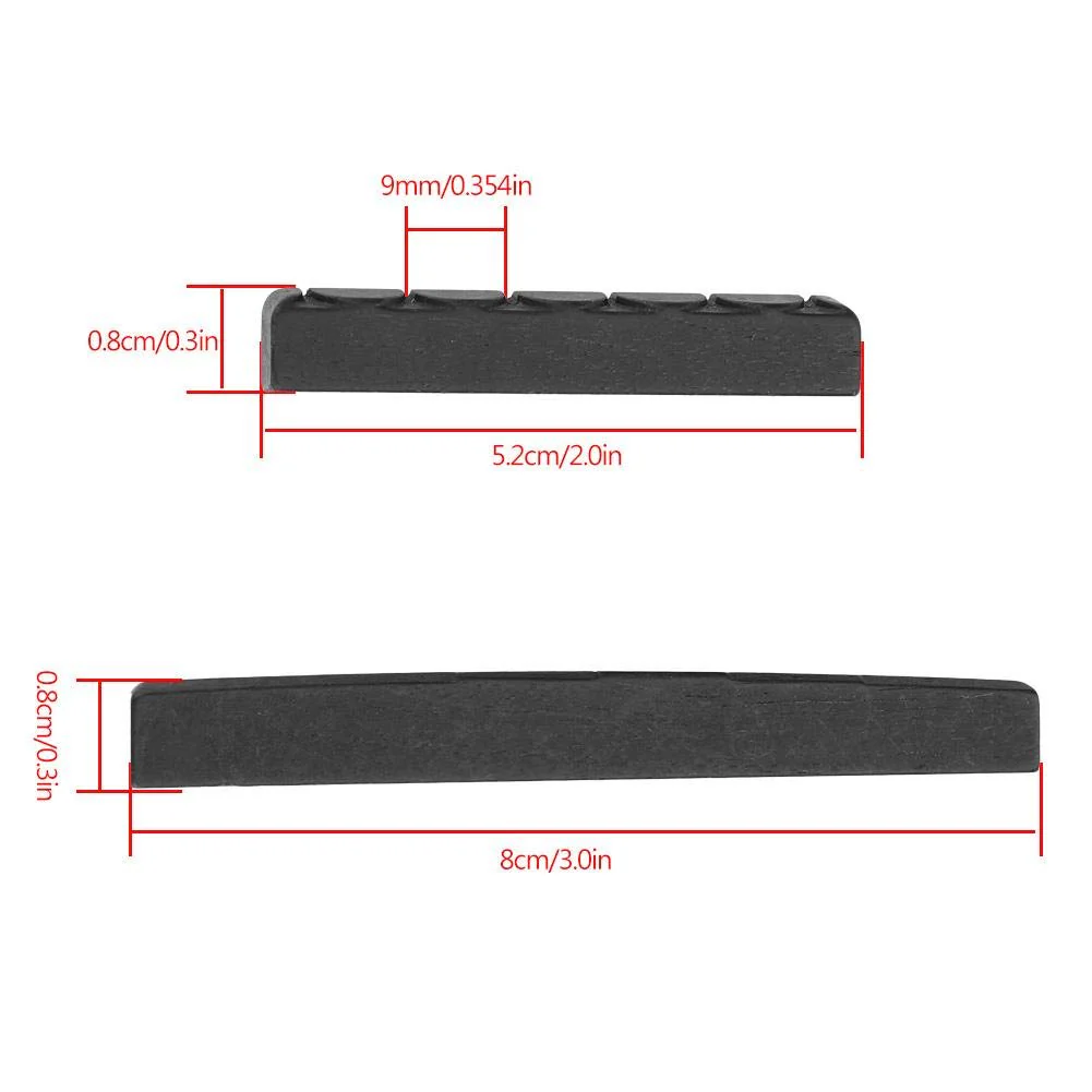 life Guitar Ebony Nut and Saddle, 1 Set 2 PCS Ebony Nut and Saddle for Classical Guitar Parts for Acoustic Guitar Nut - Image 9