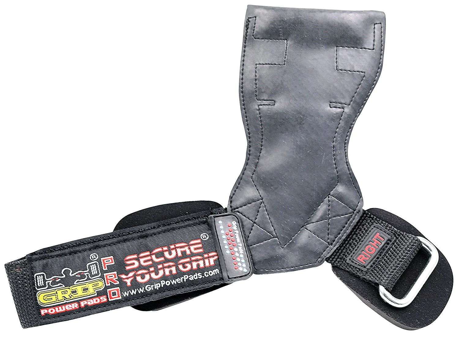 Lifting Grips PRO Weight Gloves Heavy Duty Barbell Gymnastics Straps Alternative to Power Hooks Deadlifts Adjustable Neoprene Padded Wrist Wrap Black Rubber Medium 6.50"-7.50" Standard Wrist Size - Image 2