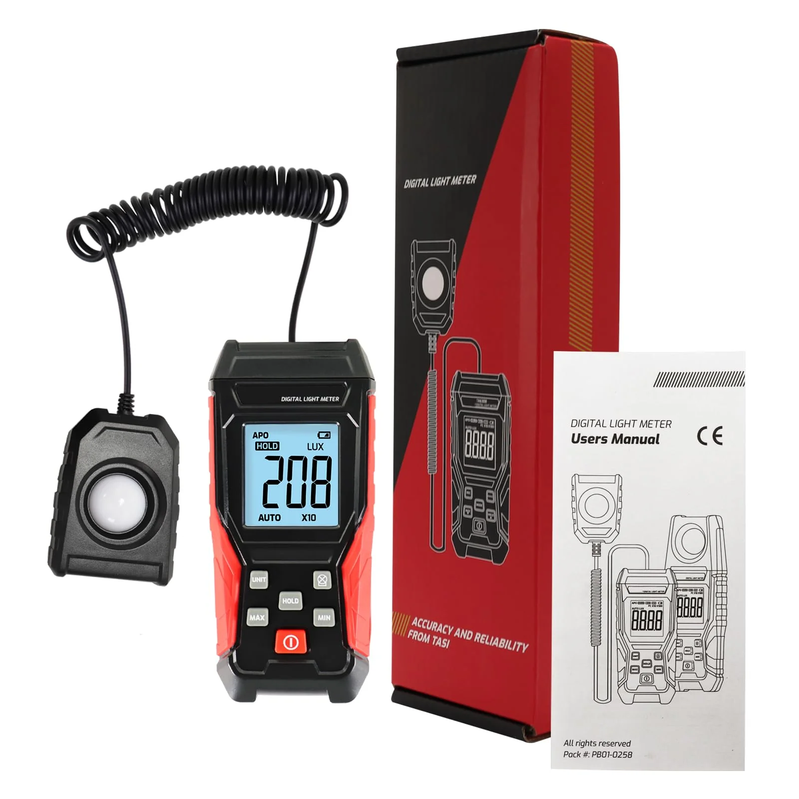 Light Meter Digital Lux Meter Handheld Illuminance Light Meter with 360 Degree Rotating Sensor, 4 Digit LCD Display 0~200,000 Measurement Range Luxmeter Tester for Plants, Headlights, Home & Office - Image 9