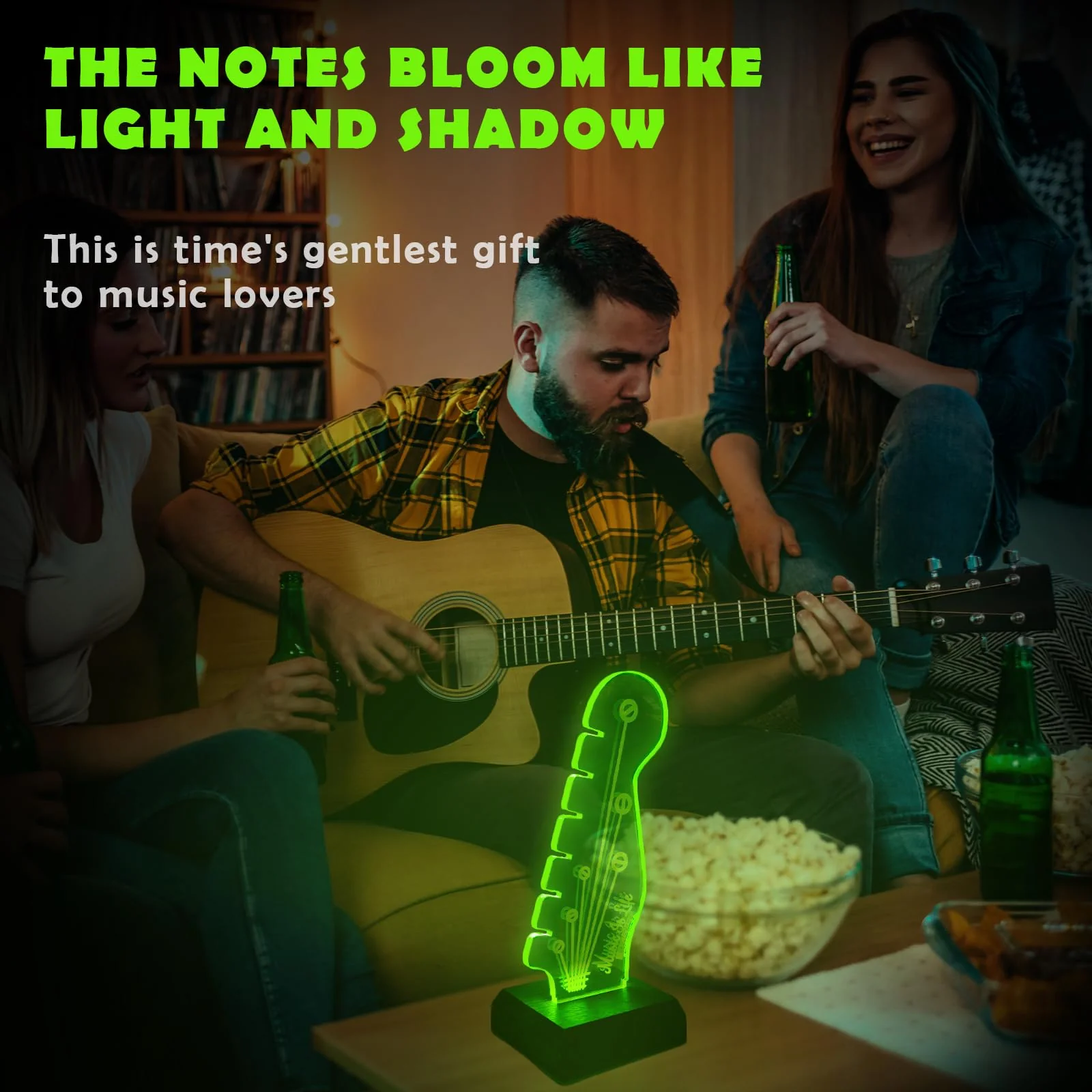 Light Up Guitar Pick Holder with Music Sync, 7-Color LED Guitar Pick Lamp with Remote Control, Acrylic 3D Guitar Pick Storage Rack, Birthday Gift for Music Lovers and Guitarists, Guitar Accessories - Image 5