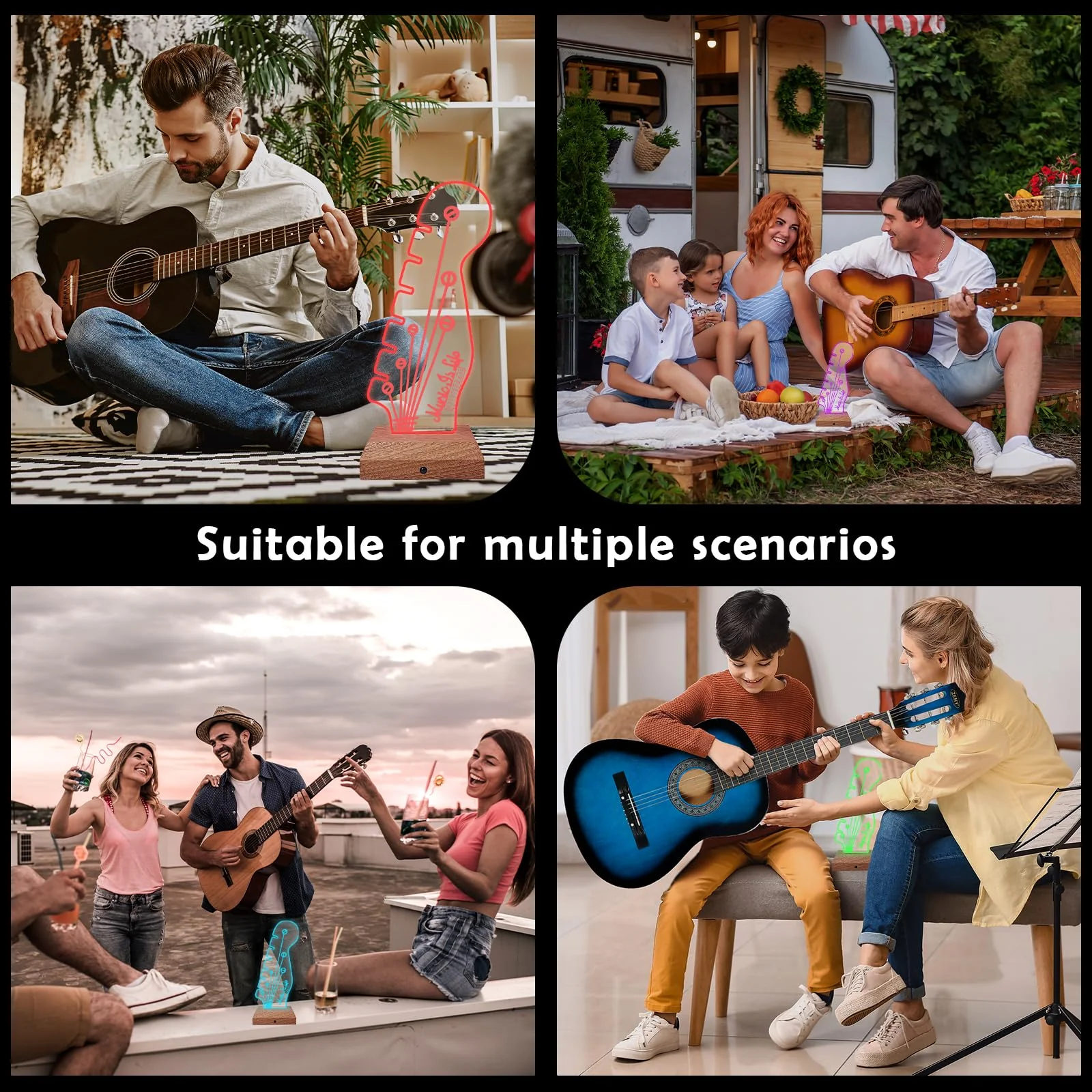 Light Up Guitar Pick Holder with Music Sync, 7-Color LED Guitar Pick Lamp with Remote Control, Acrylic 3D Guitar Pick Storage Rack, Birthday Gift for Music Lovers and Guitarists, Guitar Accessories - Image 6