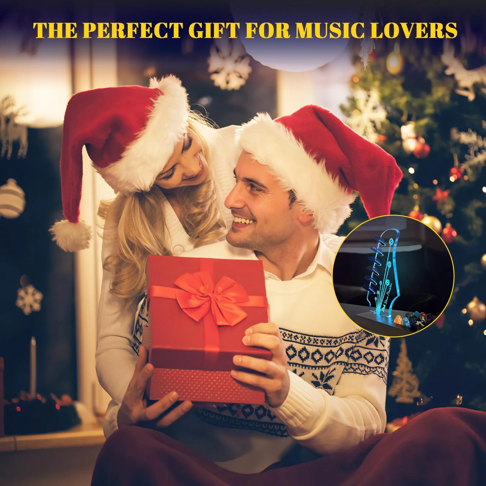 Light Up Guitar Pick Holder, Wooden Guitar Pick Holder for Picks Storage and Display, Music Gift for Men Guitar Music Lovers Players Guitarist, Guitar Accessories Guitar Pick Holder-1 - Image 3