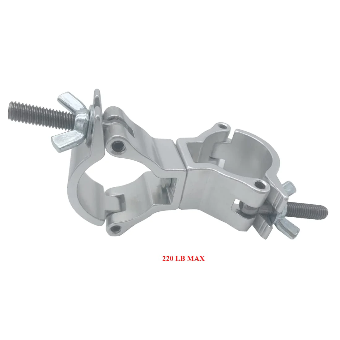 Lighting Truss Swivel Coupler DJ Light Clamps,Moving head Pole Mount stage lighting clamp kit fit 1.49-1.65 inches tupe,Heavy Duty Aluminum Alloy 220 LBs light with clamp (2 pack/Silver) - Image 2