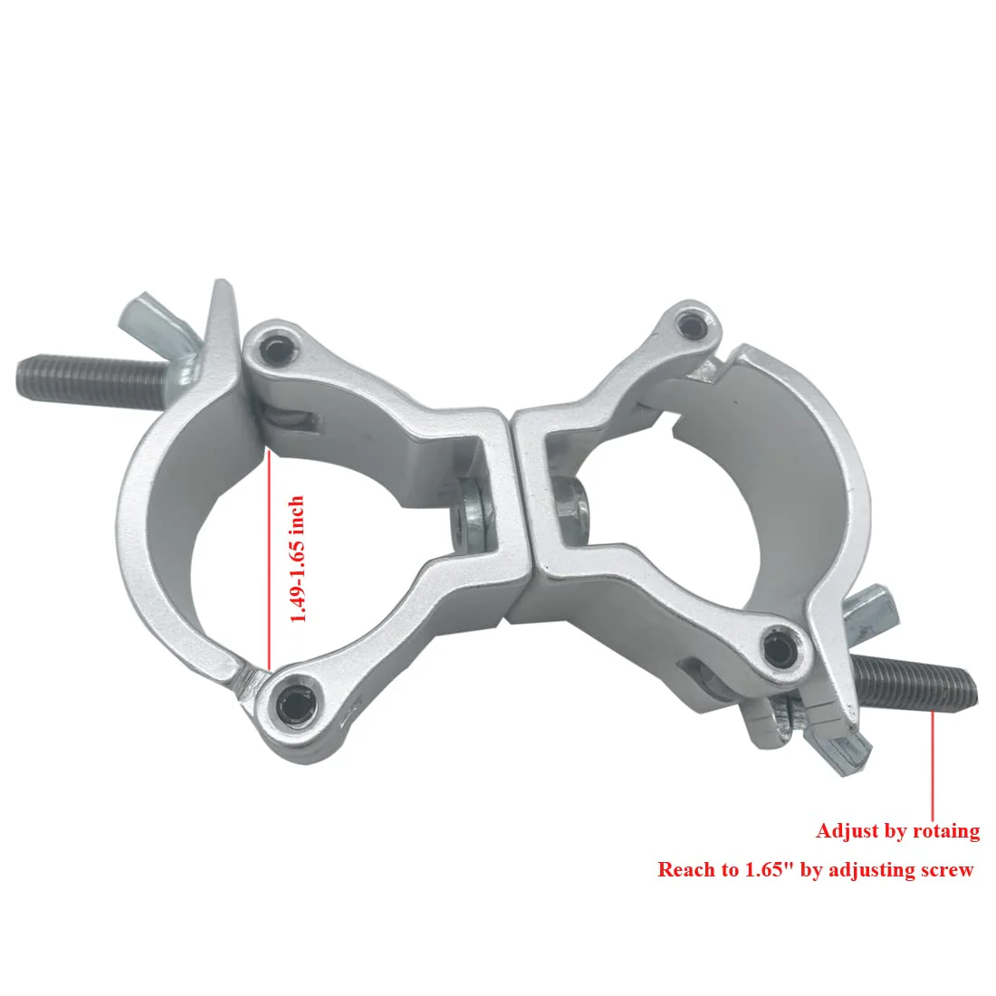 Lighting Truss Swivel Coupler DJ Light Clamps,Moving head Pole Mount stage lighting clamp kit fit 1.49-1.65 inches tupe,Heavy Duty Aluminum Alloy 220 LBs light with clamp (2 pack/Silver) - Image 3