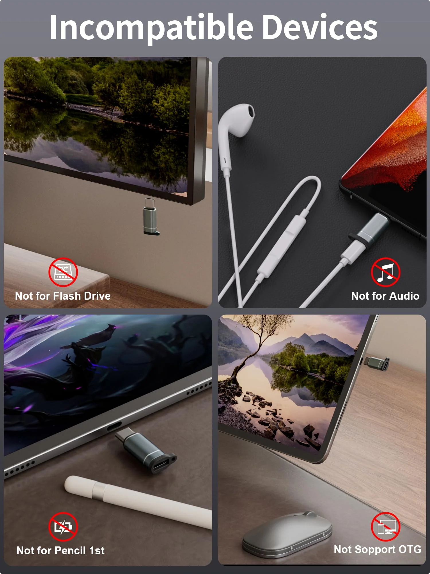 Lightning Female to USB C Male Adapter-27W Fast Charging Adapter - Lightning to USB C Adapter for iPhone 15 Series/16 Pro/16 Pro Max/Plus, iPad Air, Galaxy S23/Note 20, Pixel 8 9, 4 PCS, Grey 4 Pack - Image 6