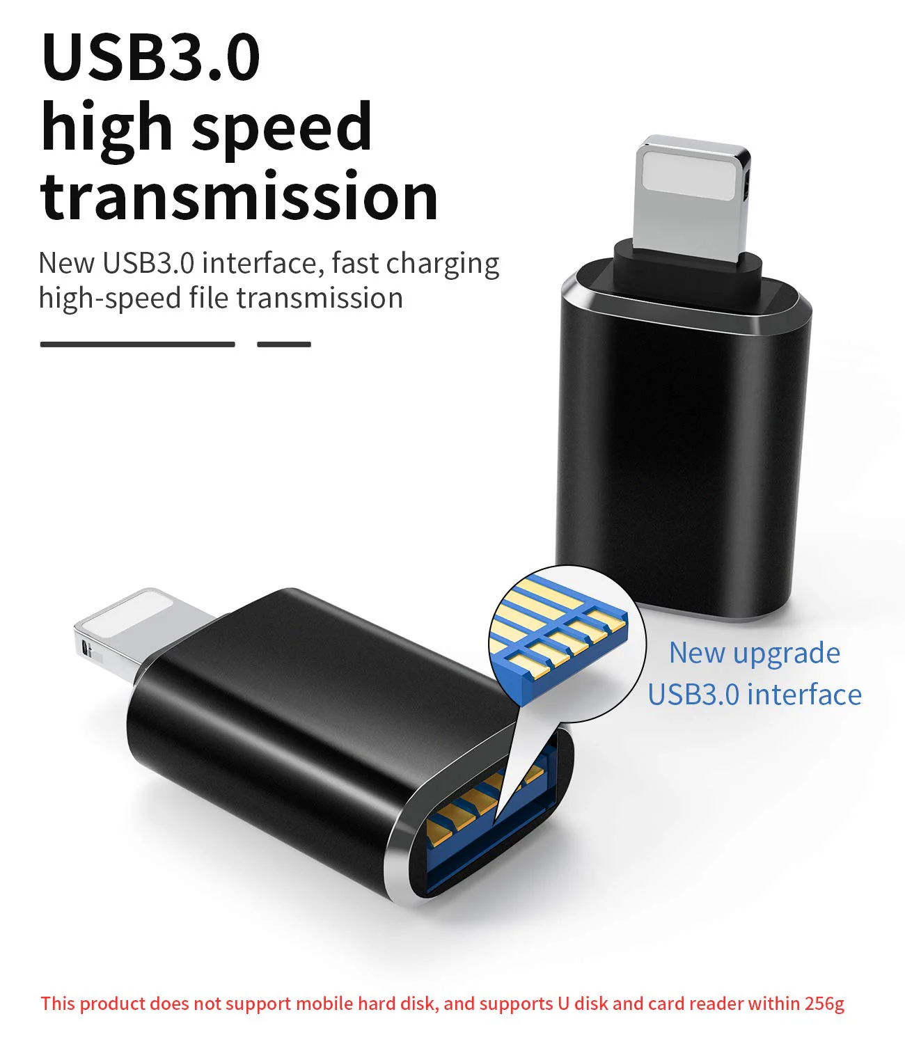 Lightning Male to USB3.0 Female Adapter OTG Cable for iPhone 12 11 Xr X XS 8 7 Plus Max Compatible with iPad Air Pro Mini,Support Camera Card Reader Mouse Keyboard Hubs Piano Converter Connect U Disk - Image 2