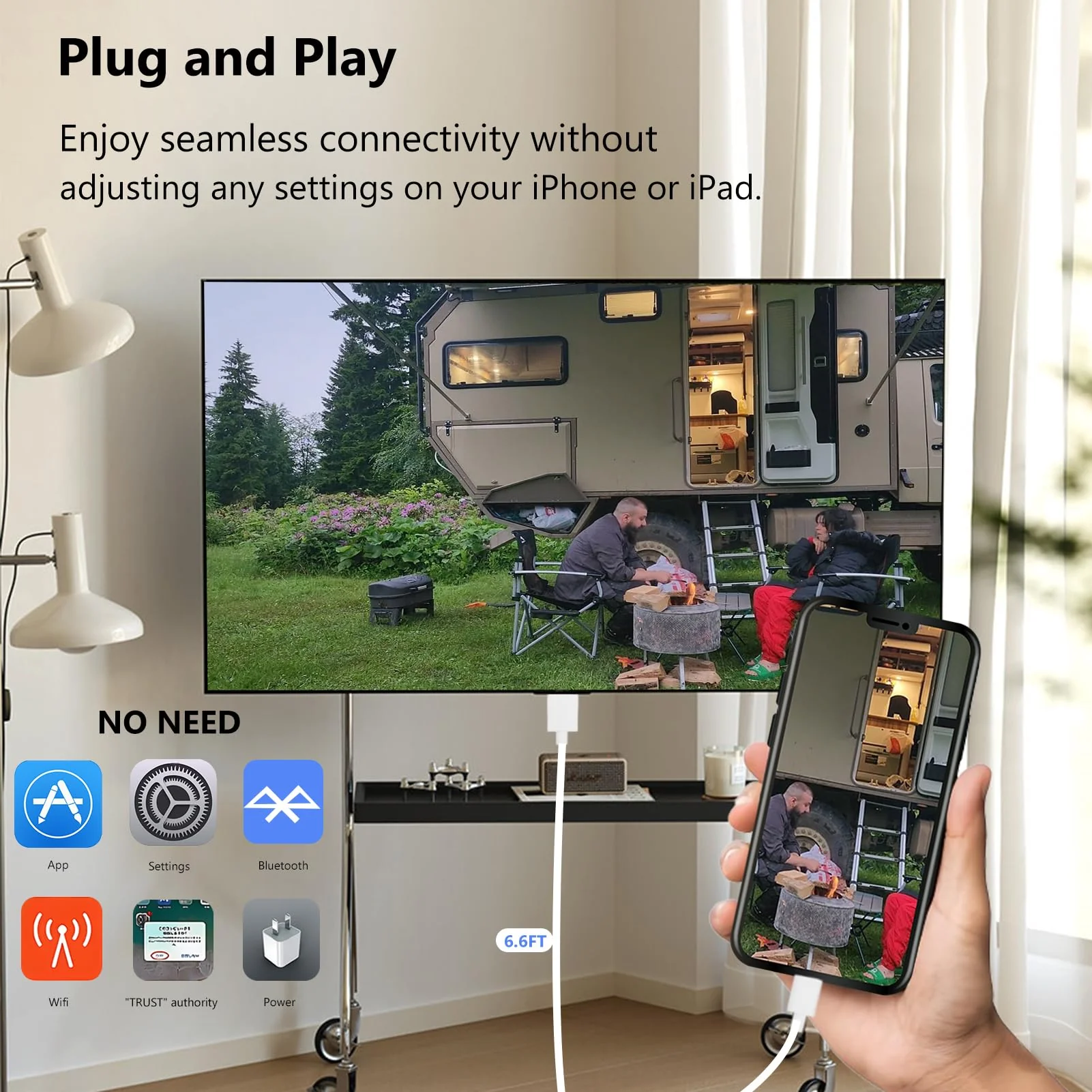 Lightning to HDMI Cable for iPhone Digital AV Adapter 1080P HD Video Sync Screen Connector iPhone to HDMI for TV Projector Monitor - Image 3